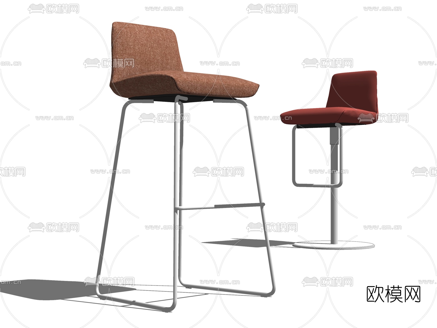 现代布艺吧椅su模型下载（渲染图2）