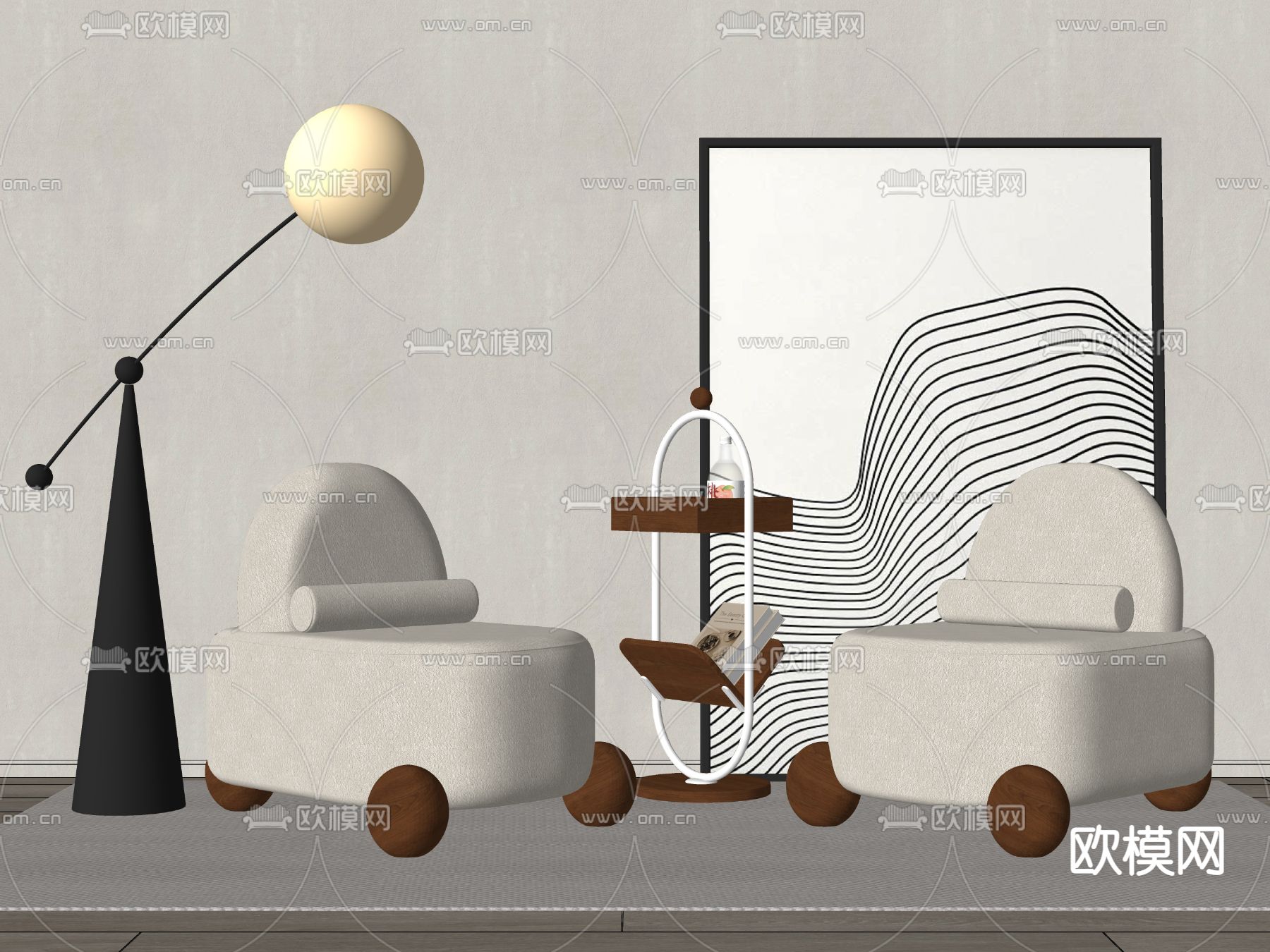 Pierre Frey 休闲沙发su模型下载（渲染图2）