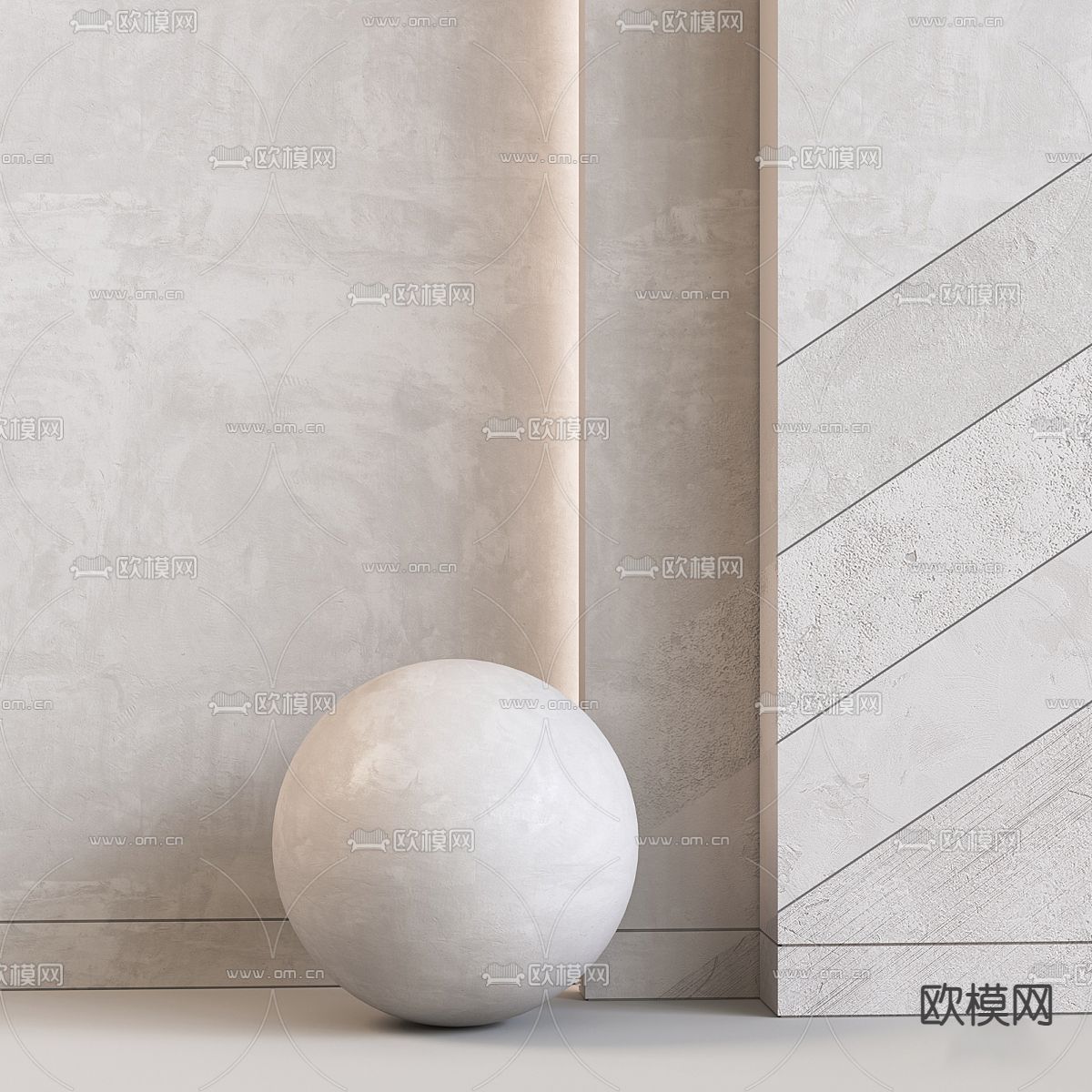 微水泥墙面 混凝土3d模型下载