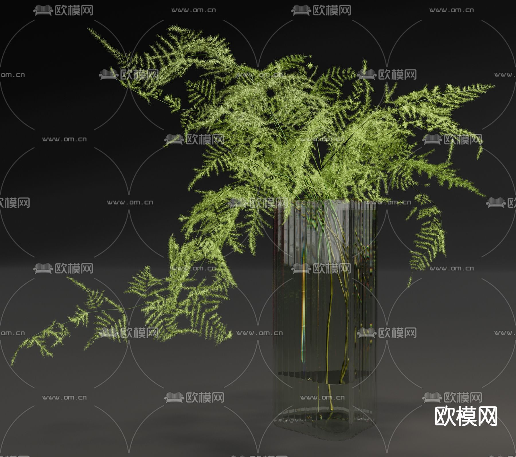 现代水生绿植花瓶su模型