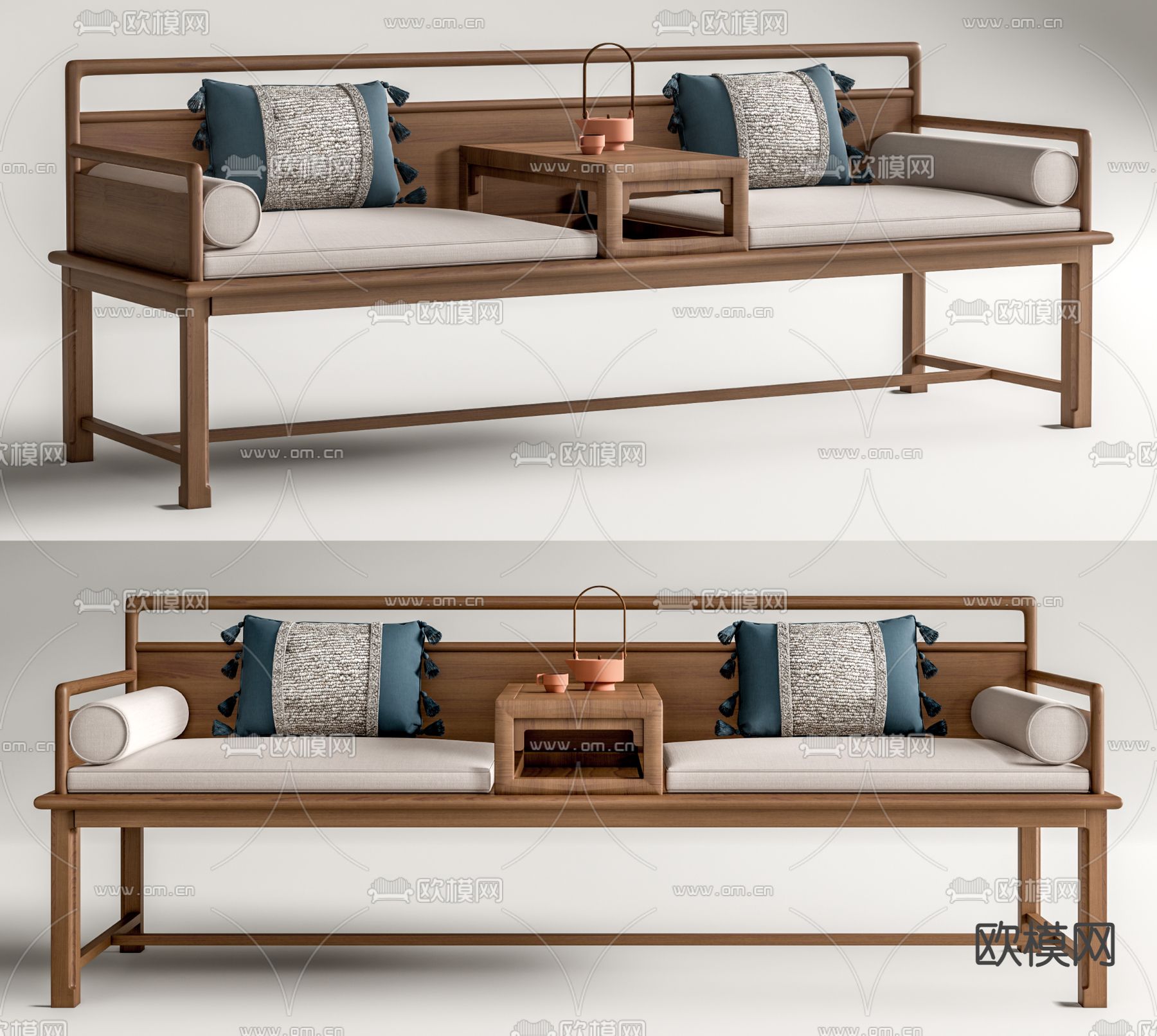 新中式罗汉床su模型