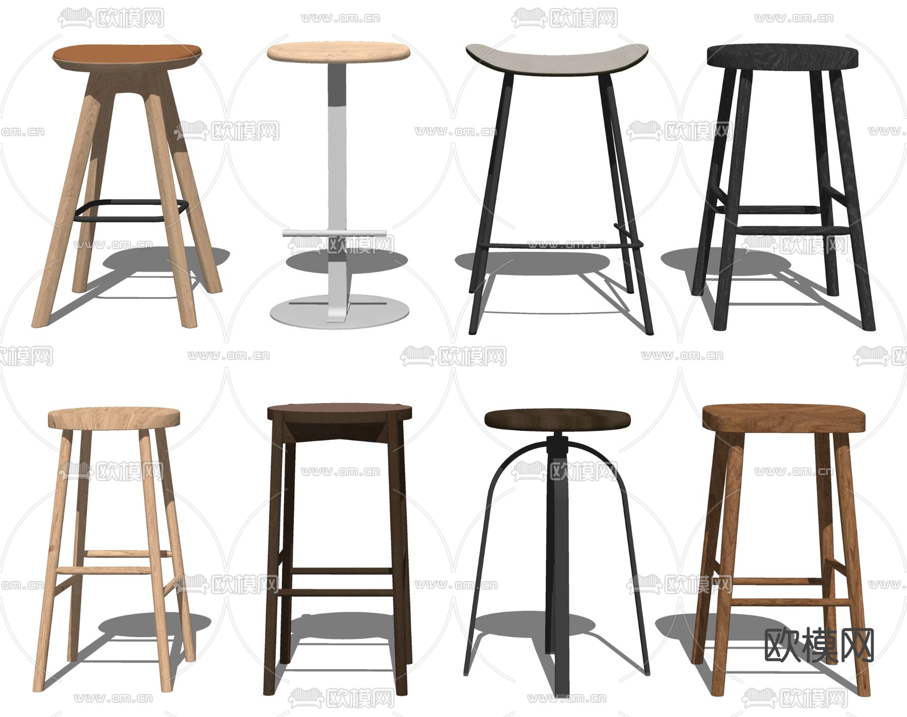 现代吧椅 吧凳su模型下载（渲染图2）