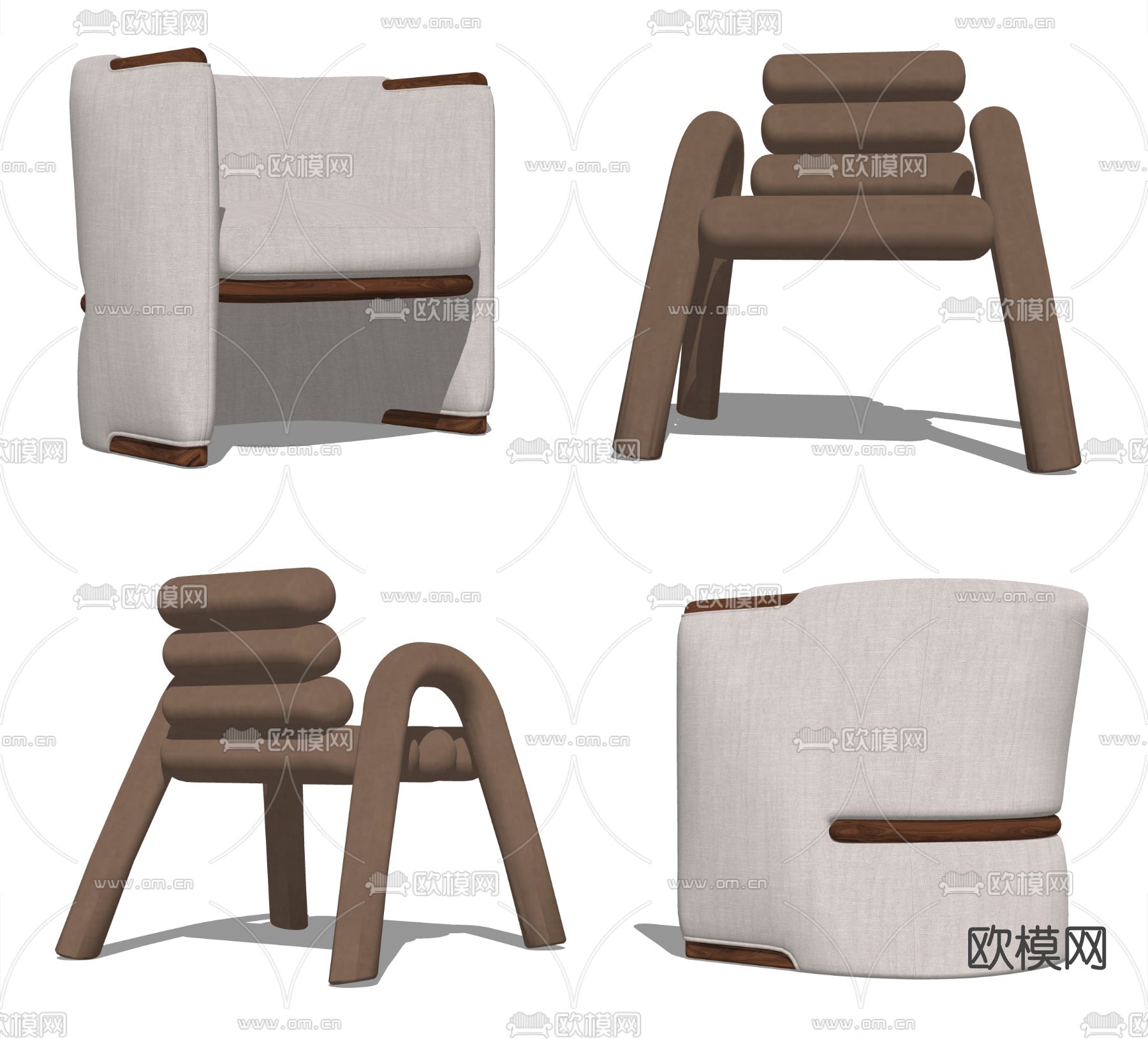 现代布艺单人沙发su模型下载（渲染图2）