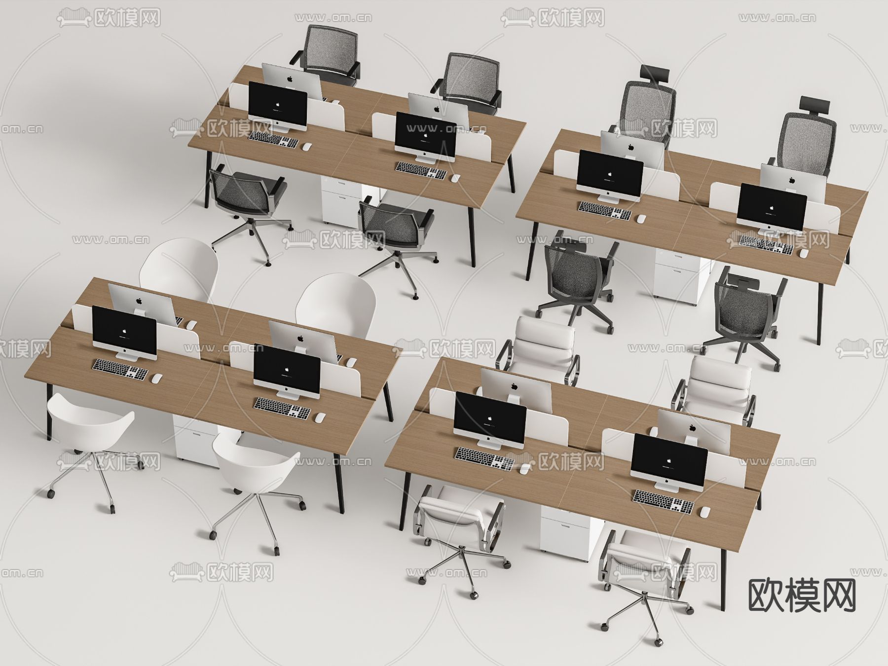 卡位办公桌 工位3d模型下载