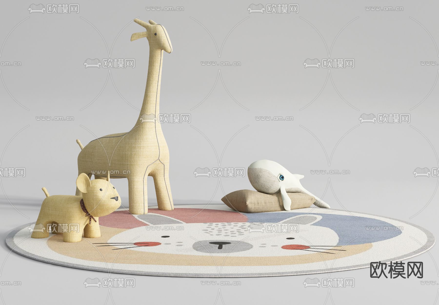 现代毛绒玩具 su模型