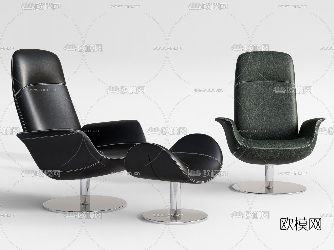 现代皮革休闲椅su模型