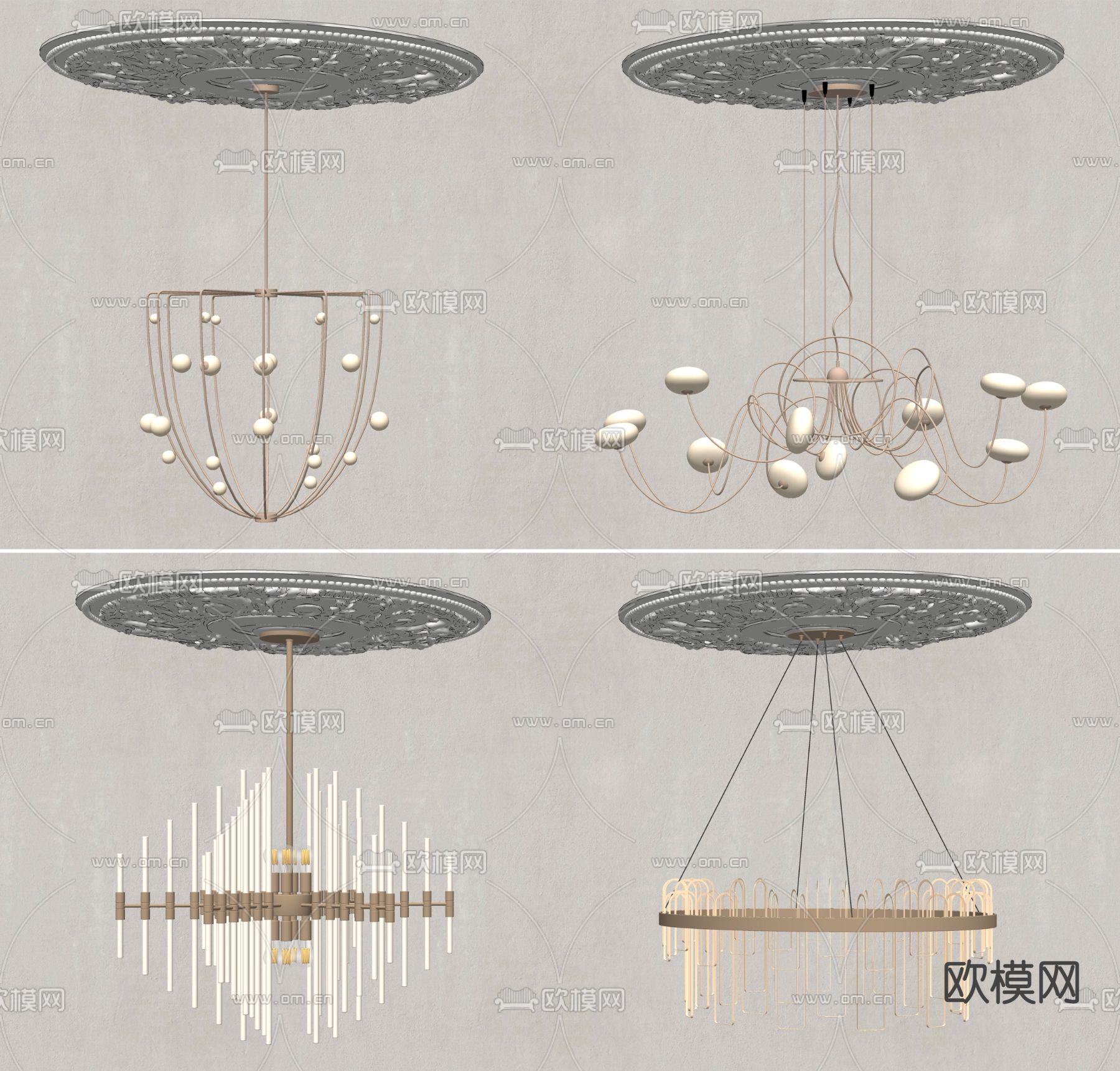 法式轻奢吊灯su模型