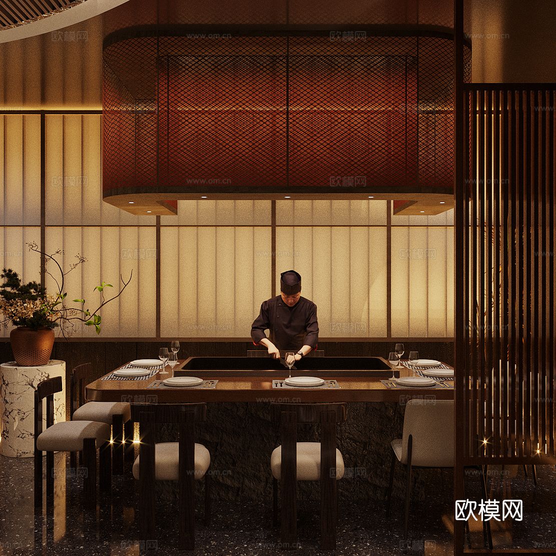 日式日料店 烧鸟町 寿司店 拉面馆3d模型下载