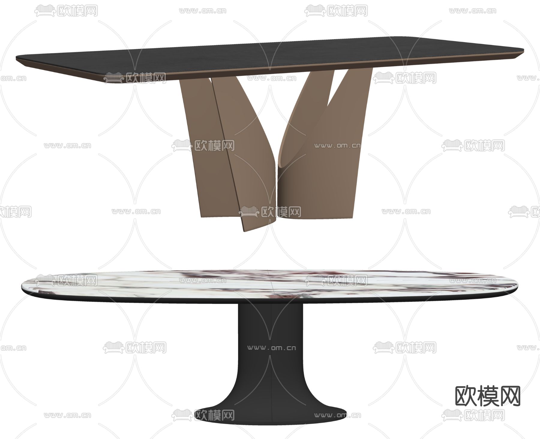 现代大理石餐桌su模型