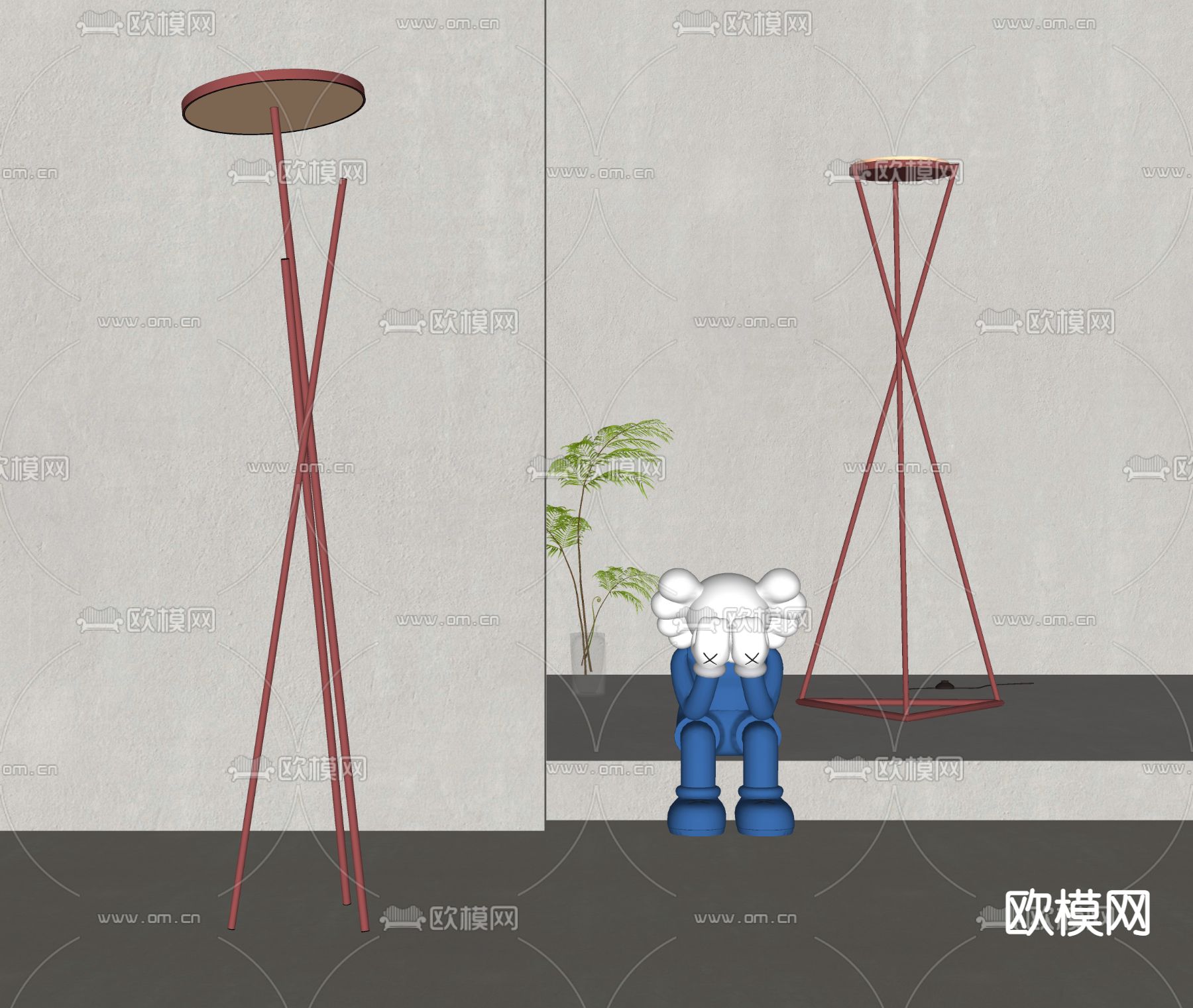 现代落地灯su模型