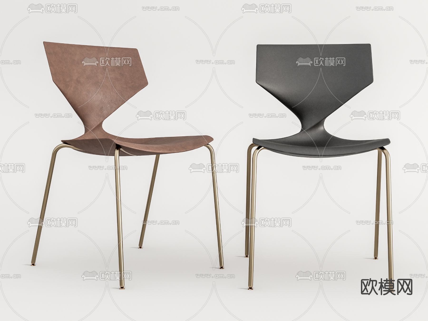 现代皮革单椅餐椅su模型下载（渲染图1）