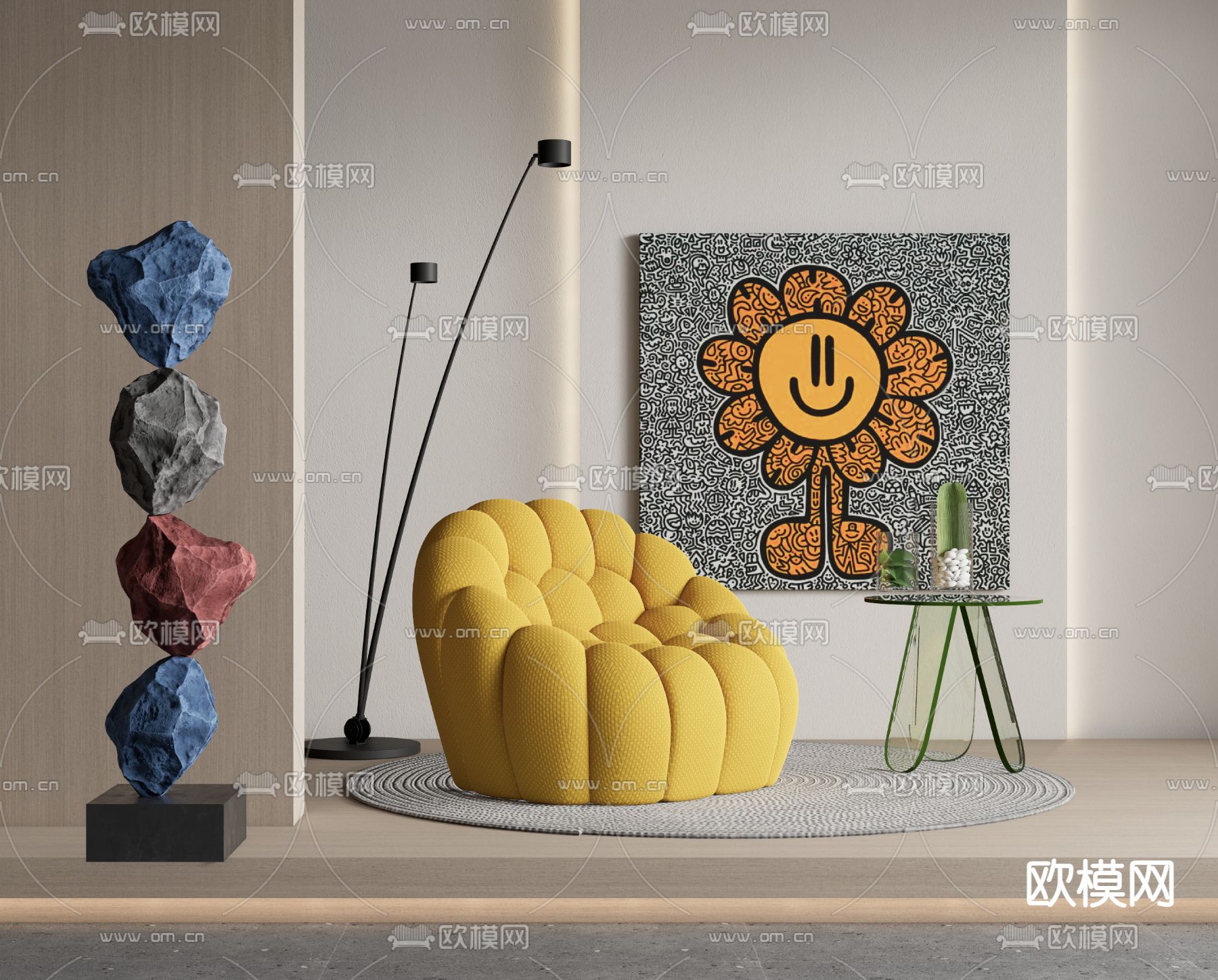 现代懒人沙发3d模型下载