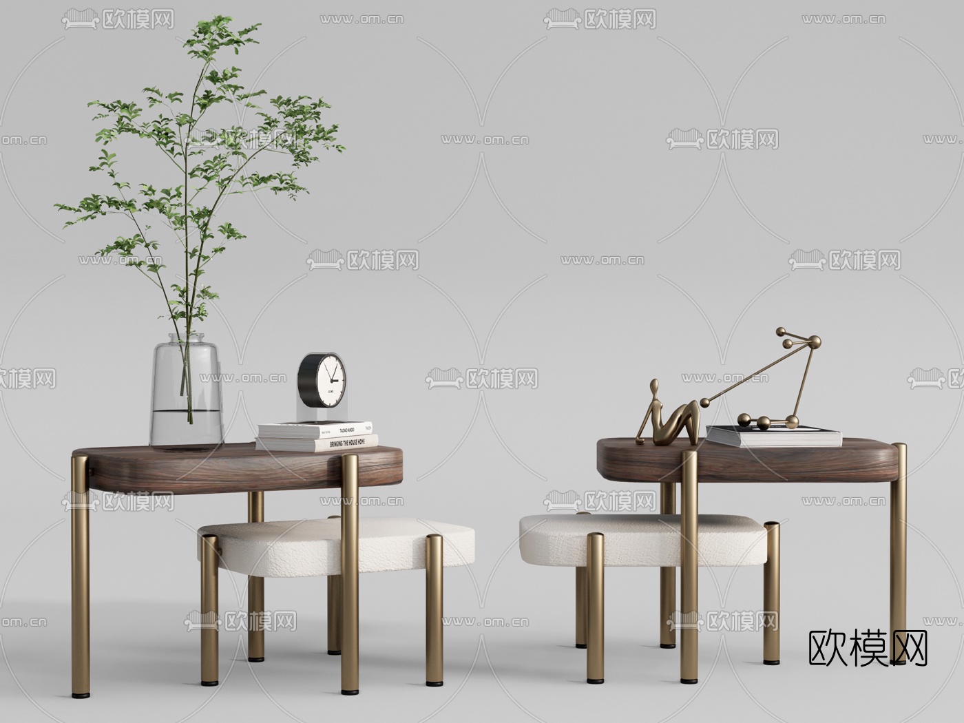 现代轻奢边几su模型