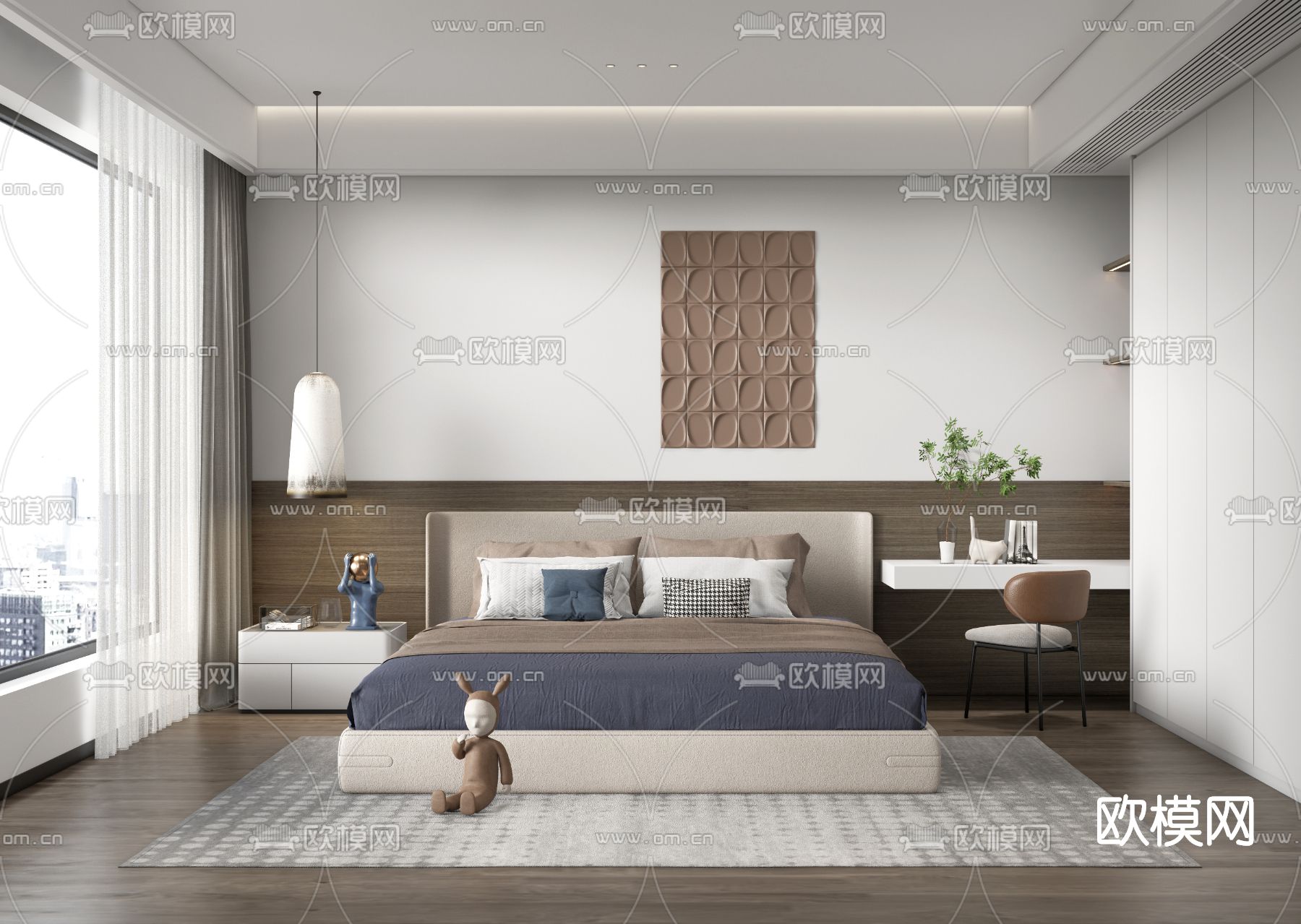 现代卧室su模型