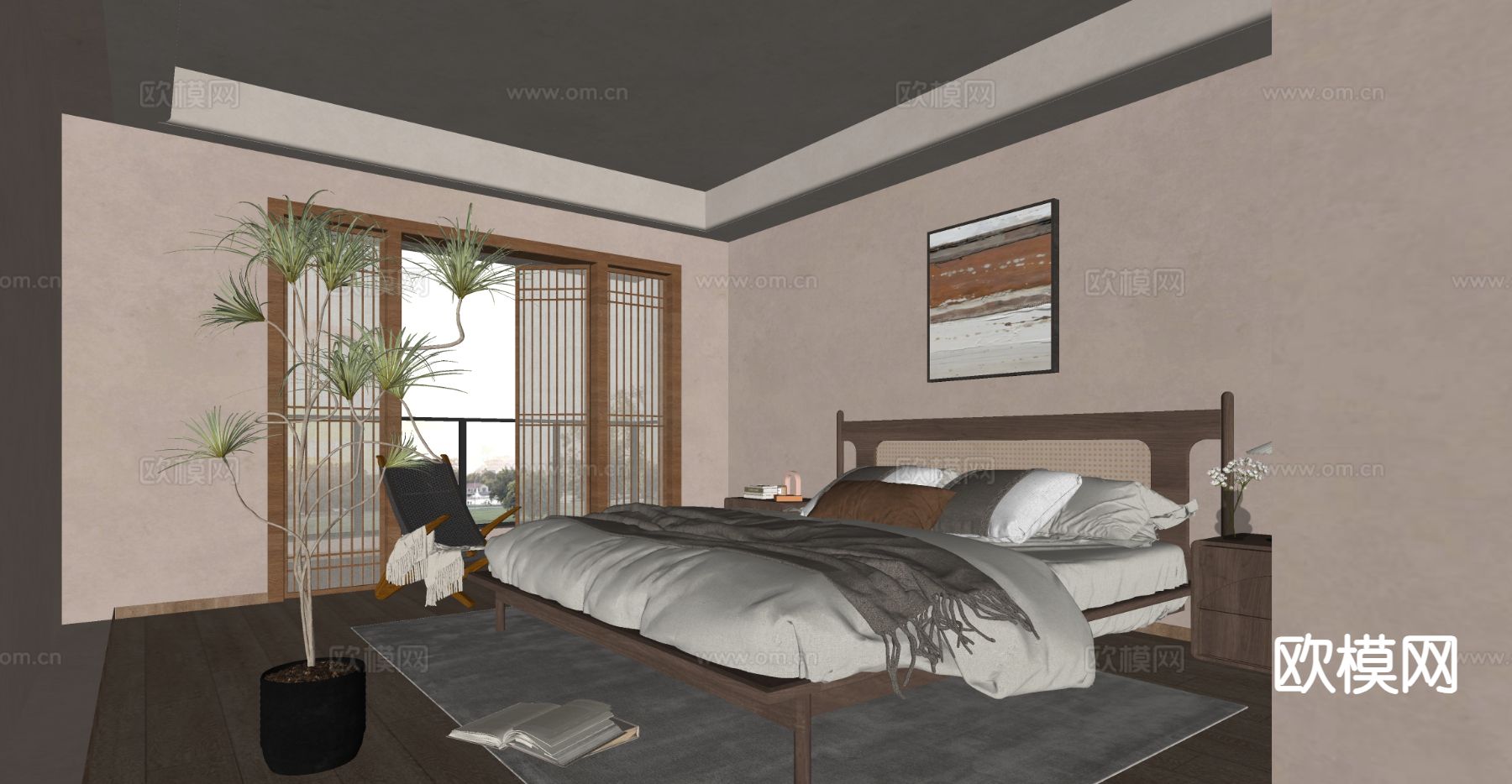侘寂卧室 主卧su模型下载（渲染图1）
