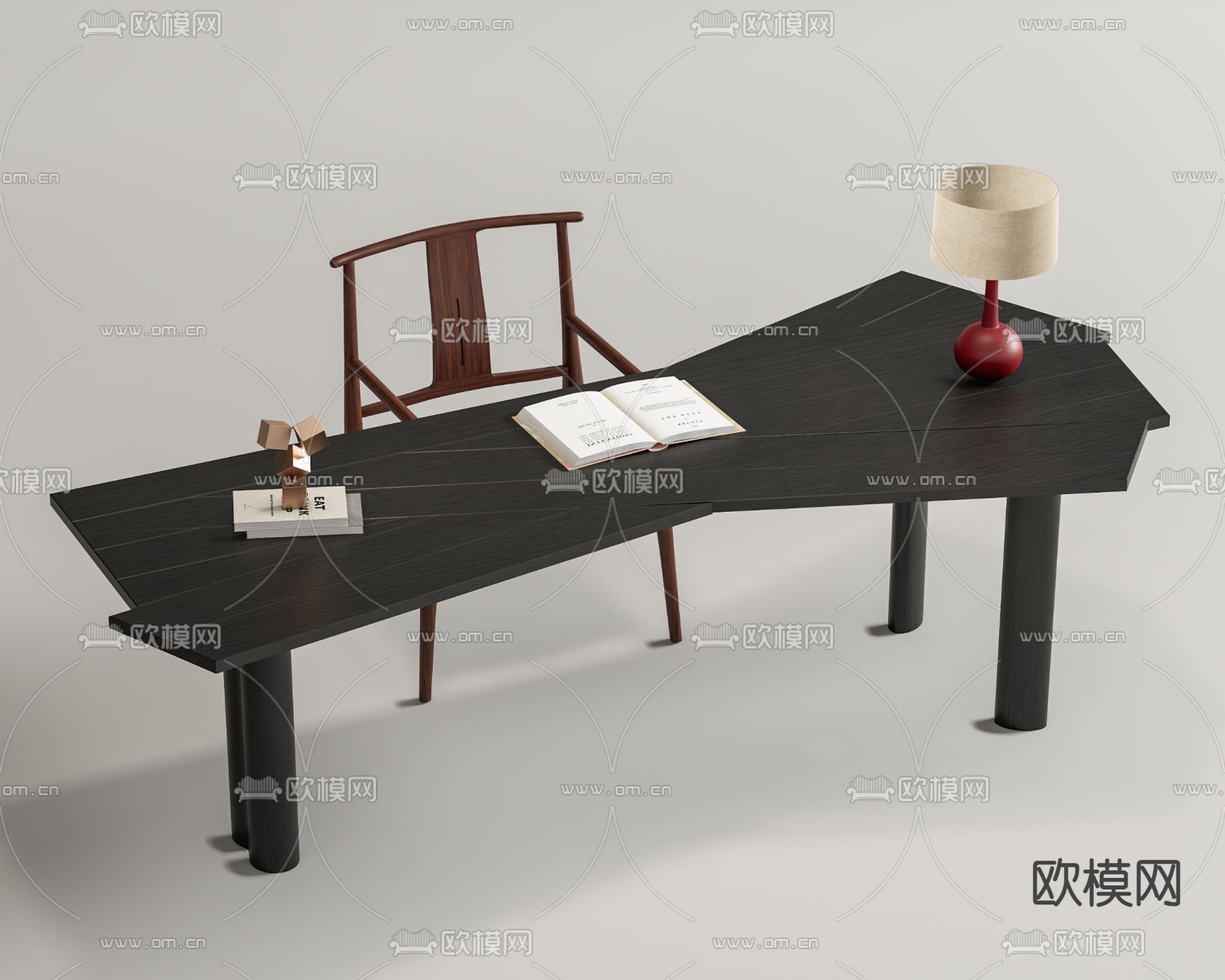 现代异形书桌椅su模型
