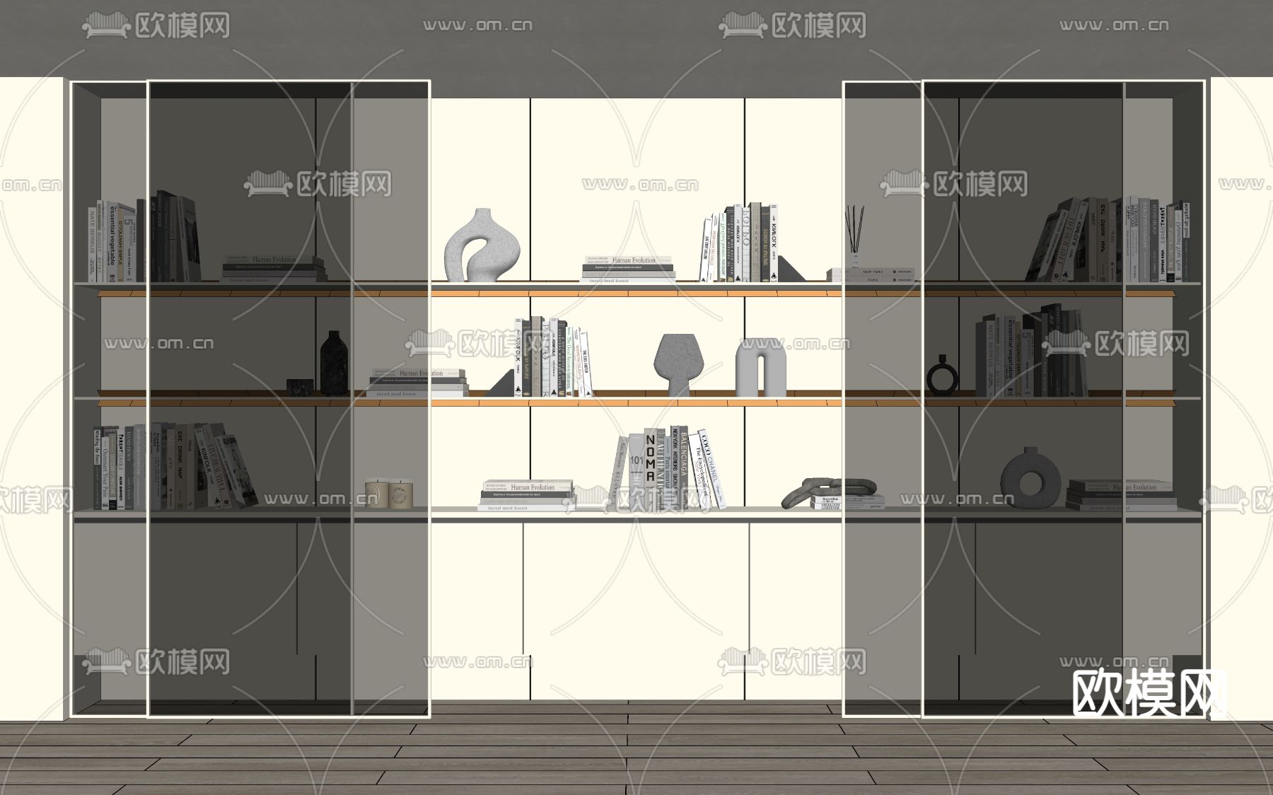 透明书柜su模型