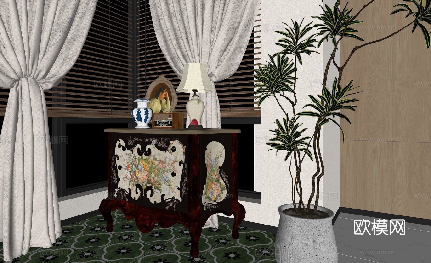 法式斗柜su模型下载（渲染图1）