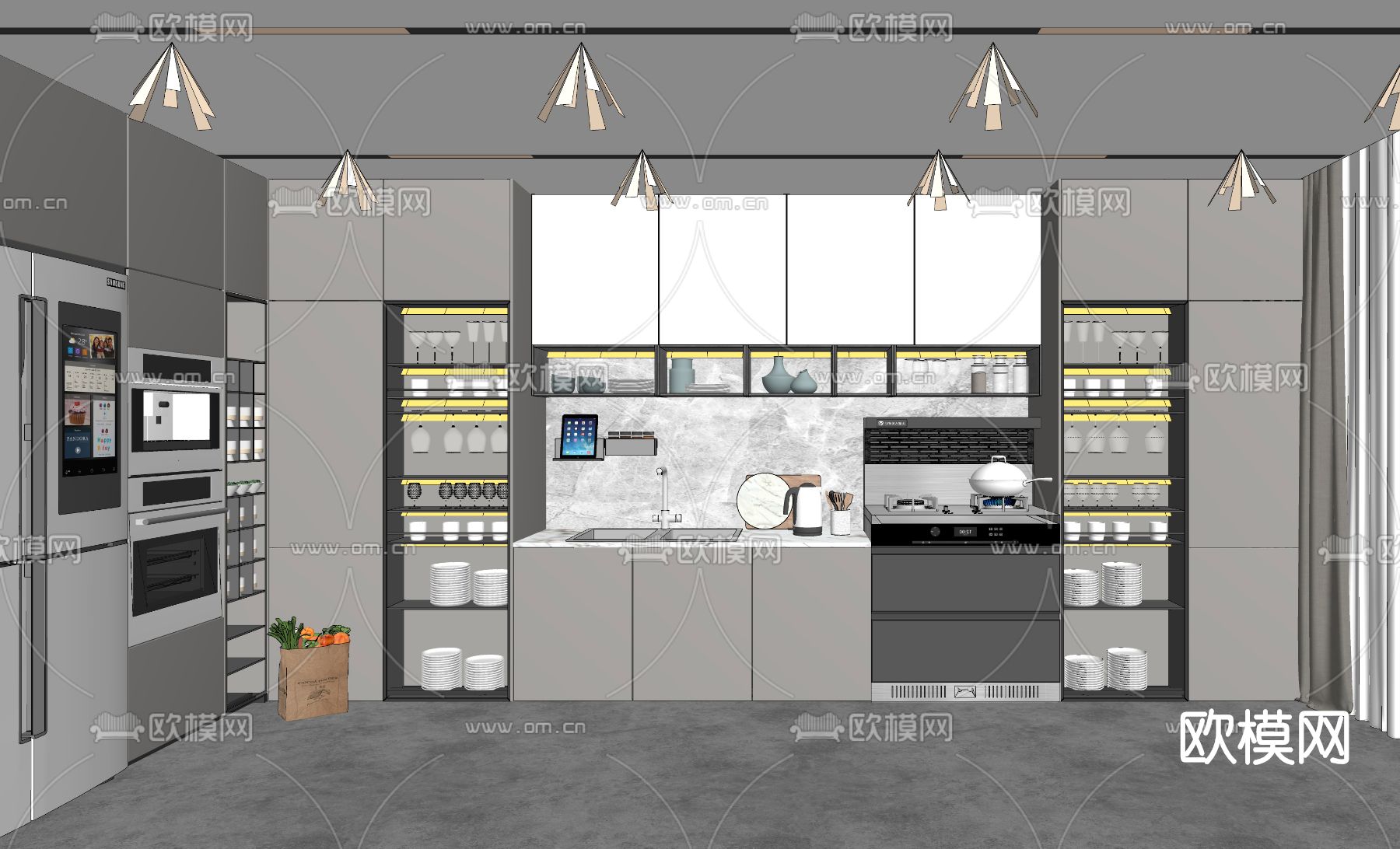 现代厨房su模型