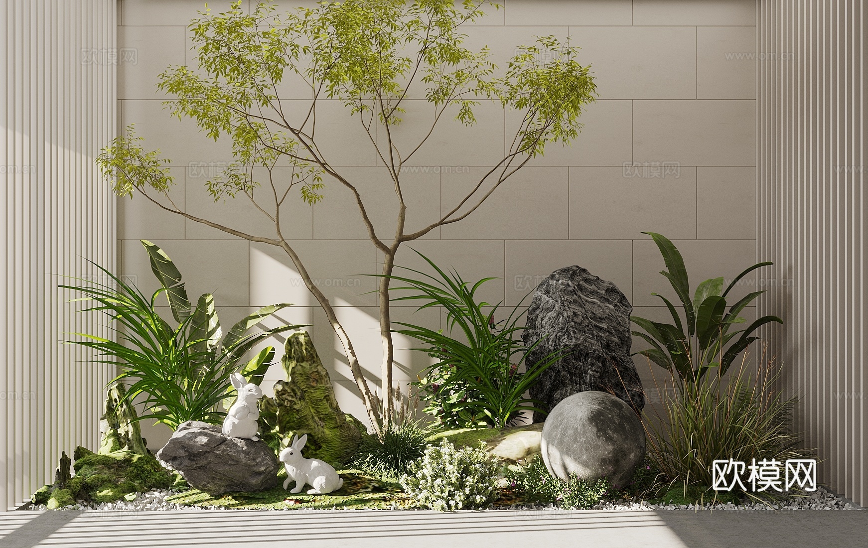 景观小品 景观造景 景观小品 假山绿植su模型