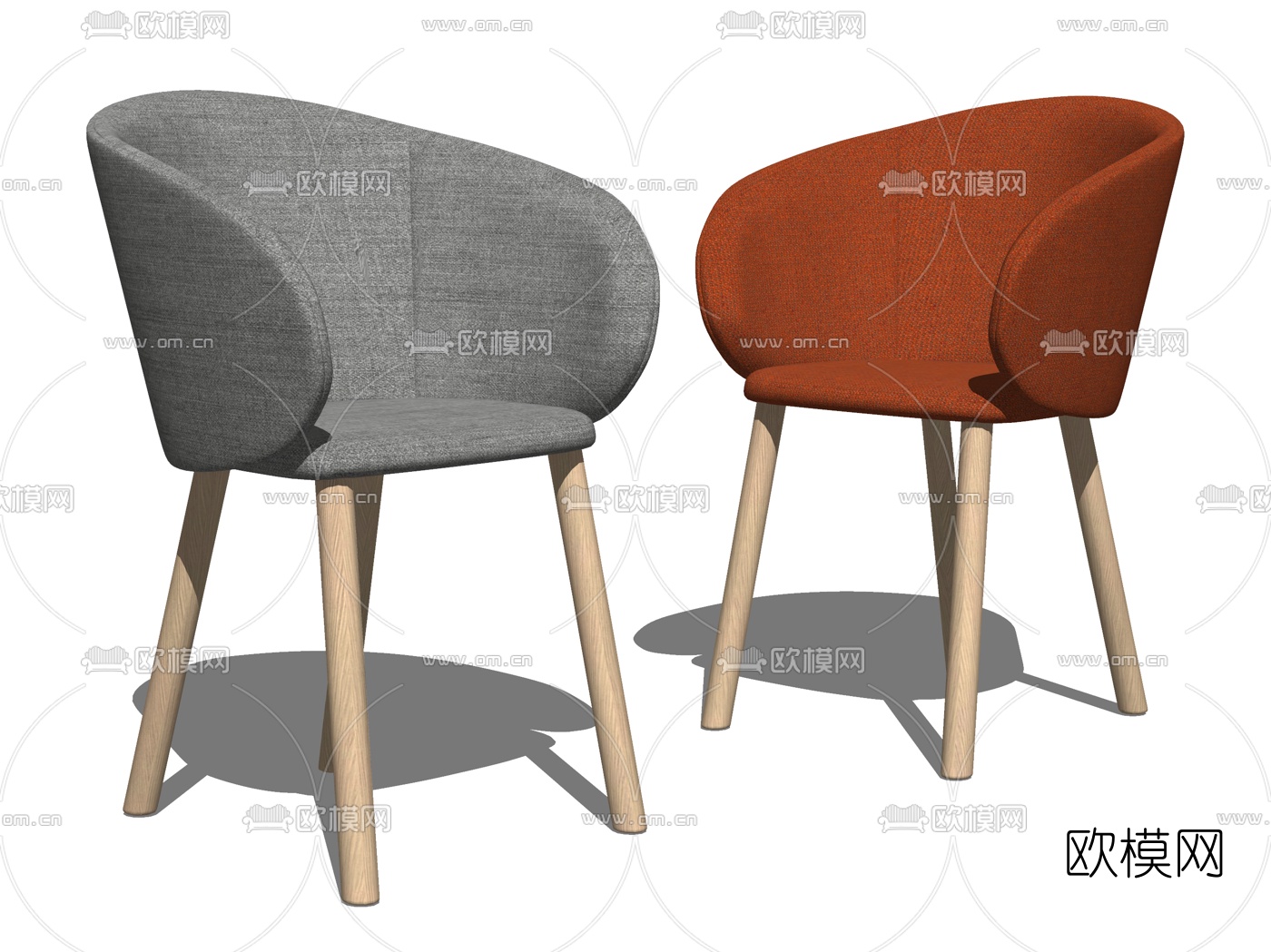 北欧布艺单椅su模型