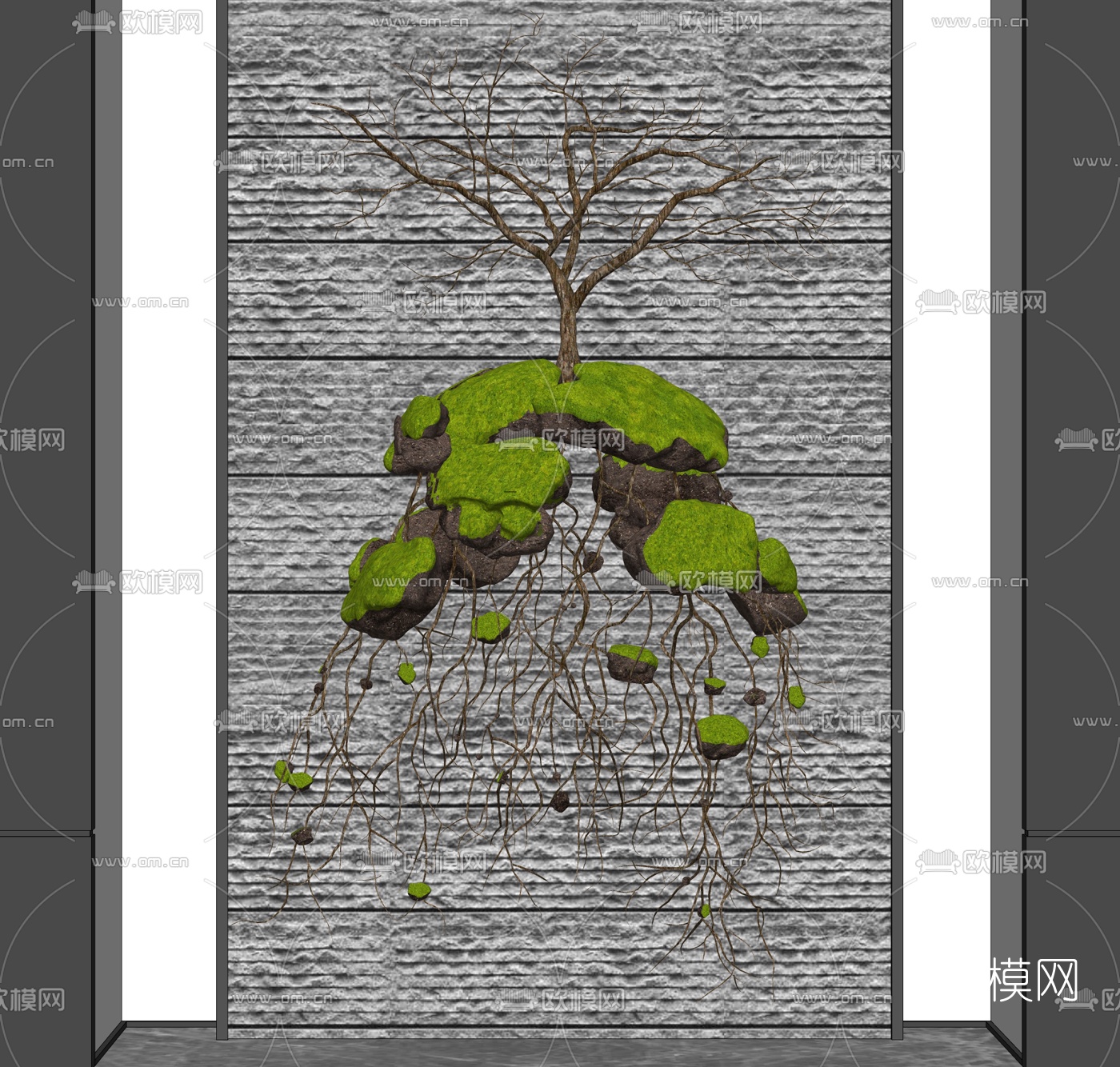 现代树根雕塑su模型下载（渲染图2）