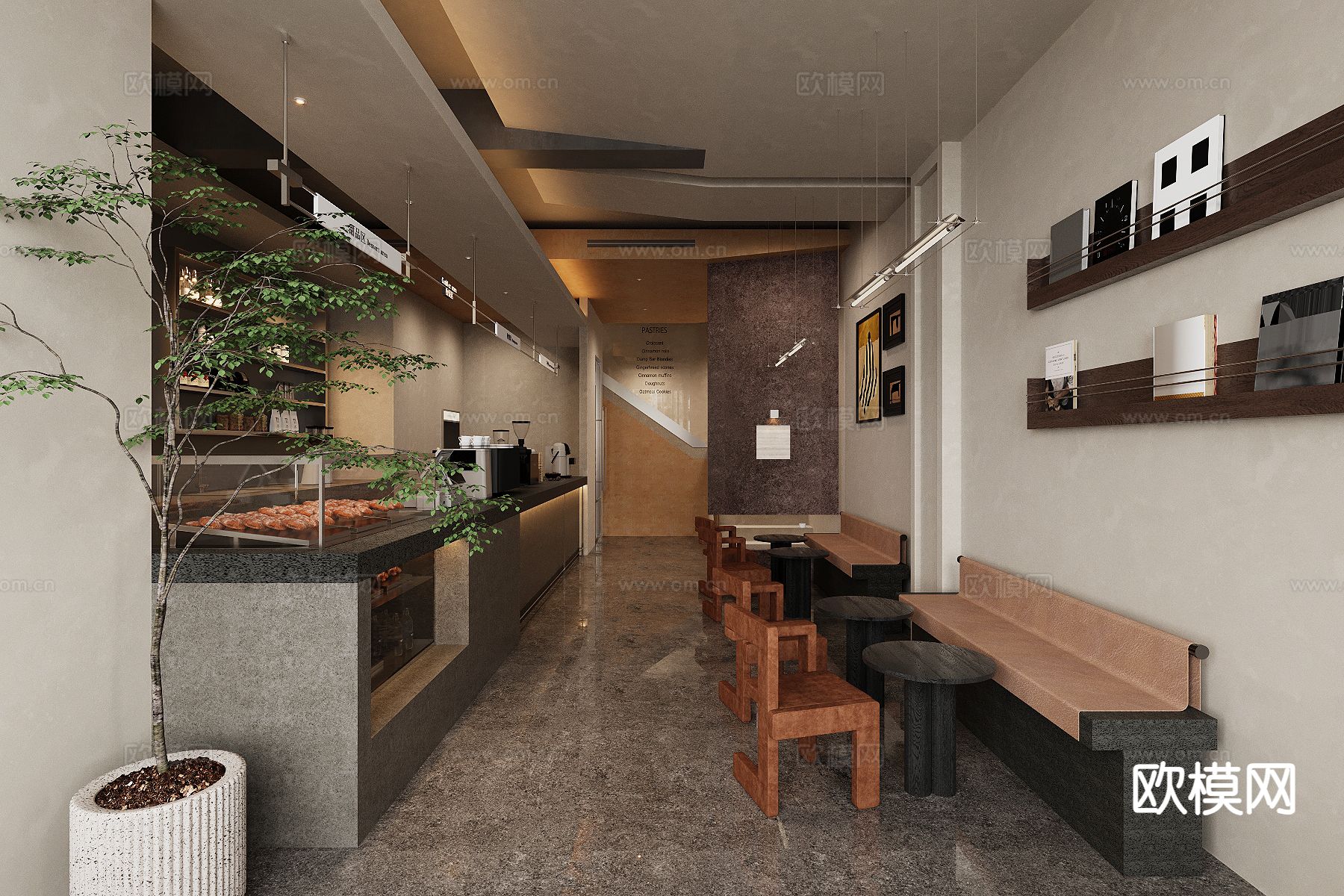 中古风咖啡厅3d模型下载（渲染图2）
