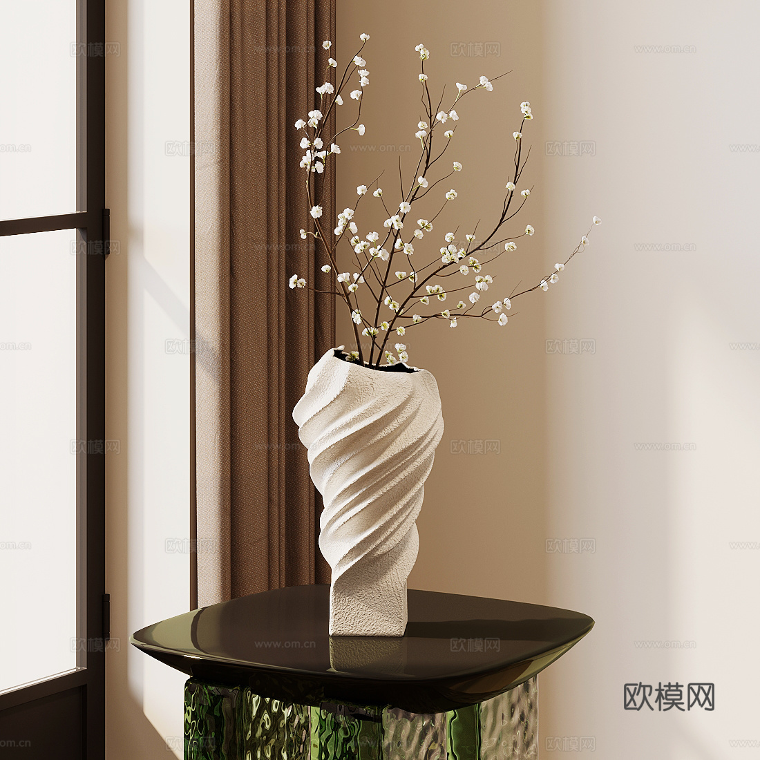 侘寂花瓶 干花 插花 永生花3d模型