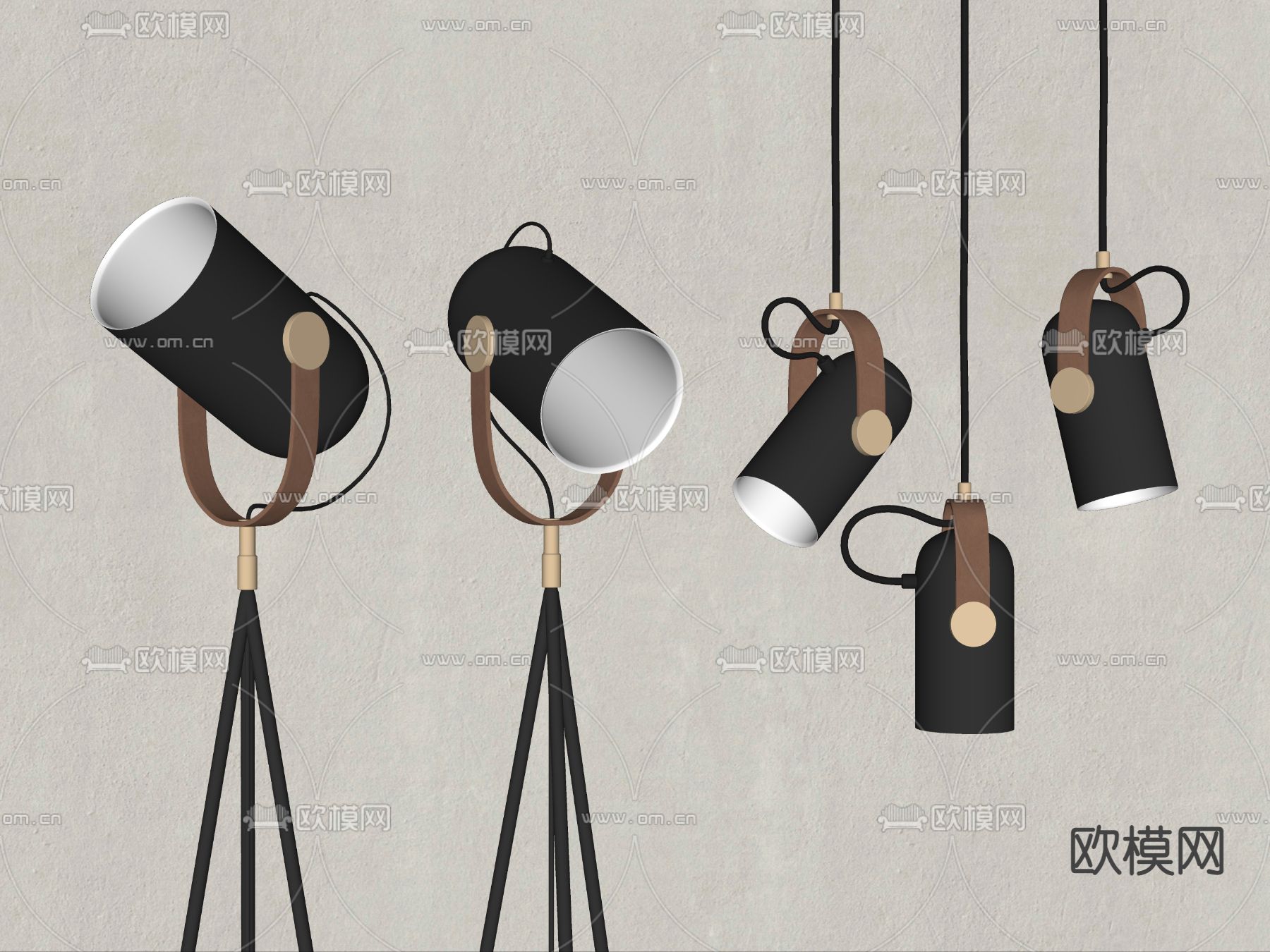 现代金属吊灯su模型下载（渲染图2）