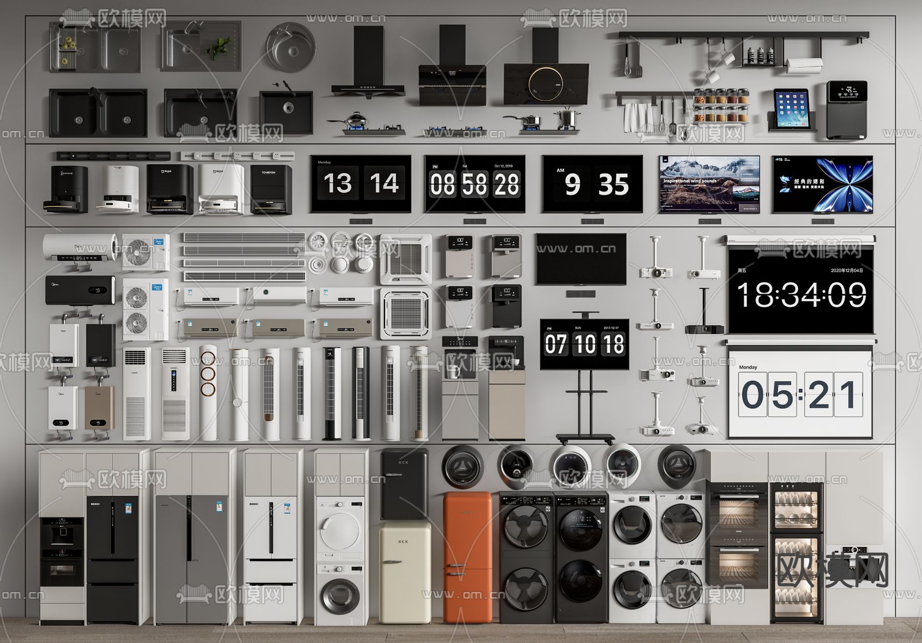 家用电器 冰箱 电视机 空调 洗衣机 热水器 扫地机器人3d模型下载