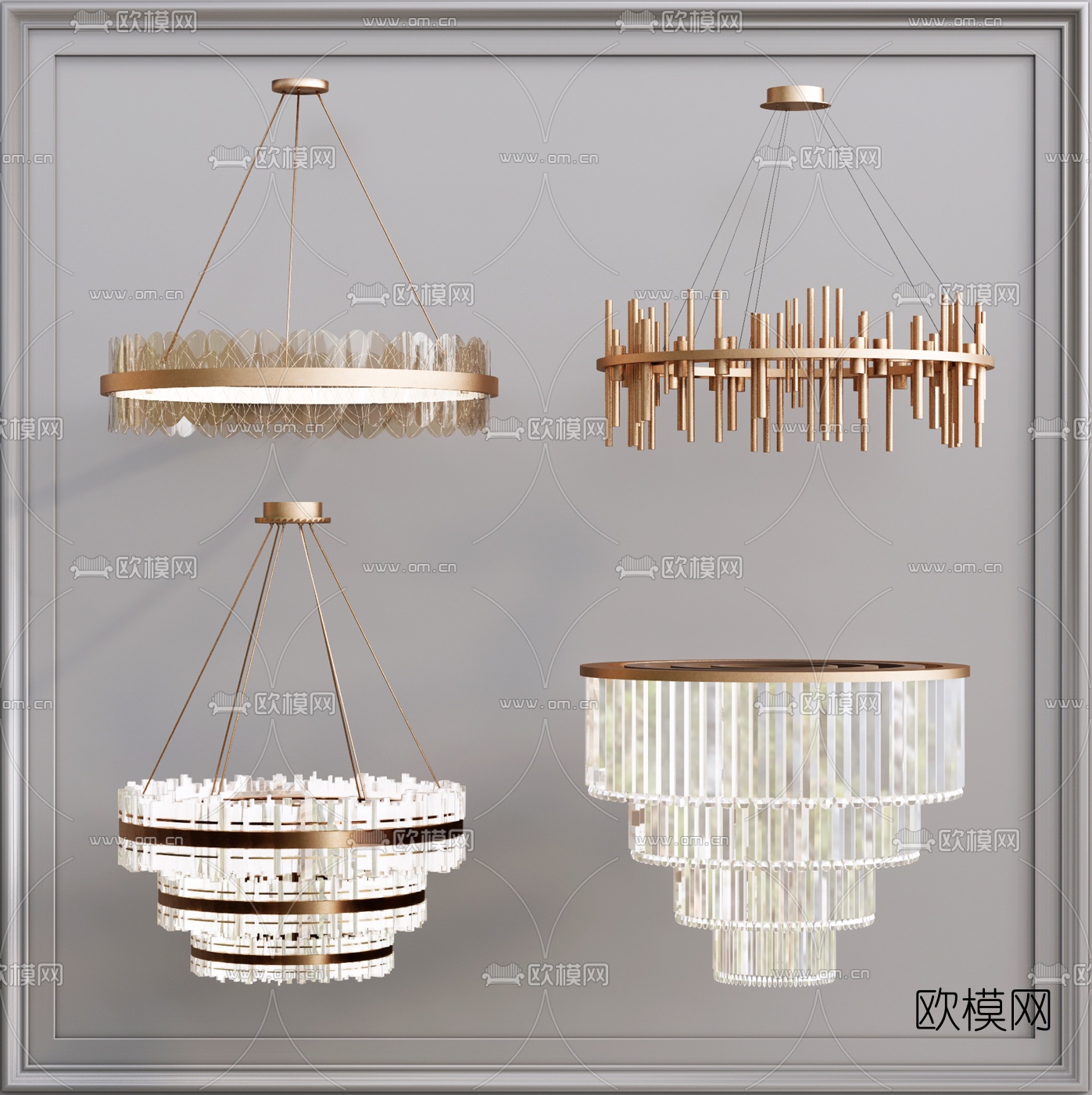 现代水晶吊灯su模型