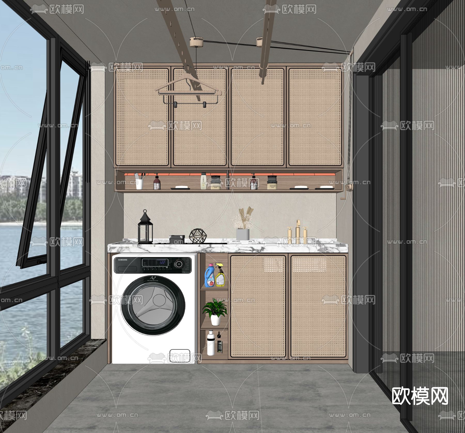 侘寂风阳台su模型下载（渲染图2）