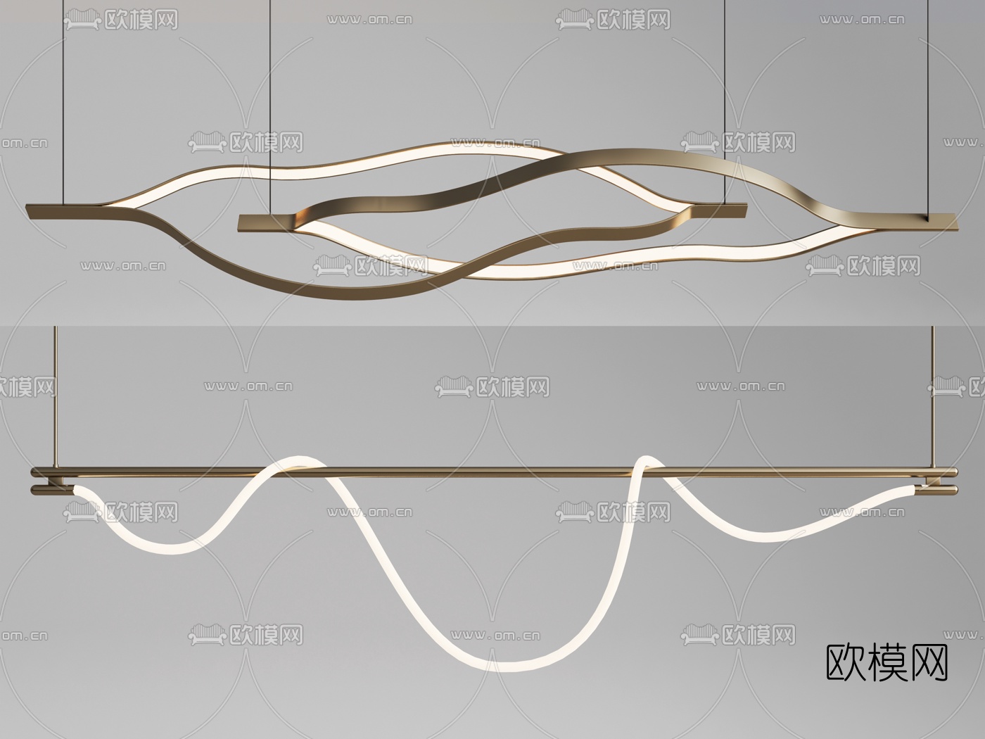 现代轻奢吊灯su模型下载（渲染图1）