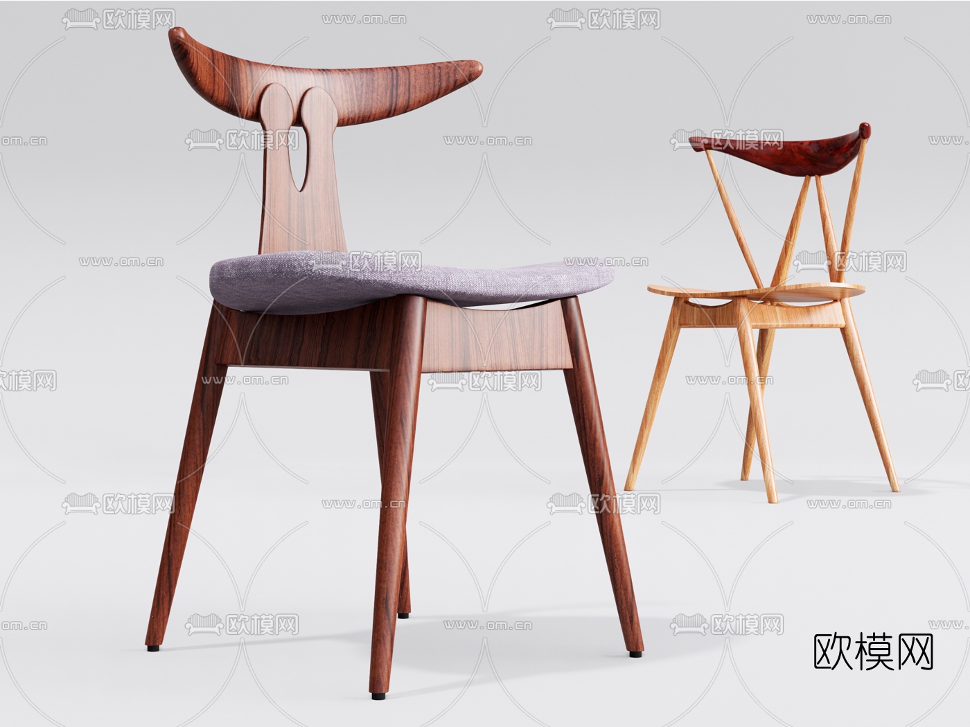 新中式实木单椅su模型下载（渲染图1）