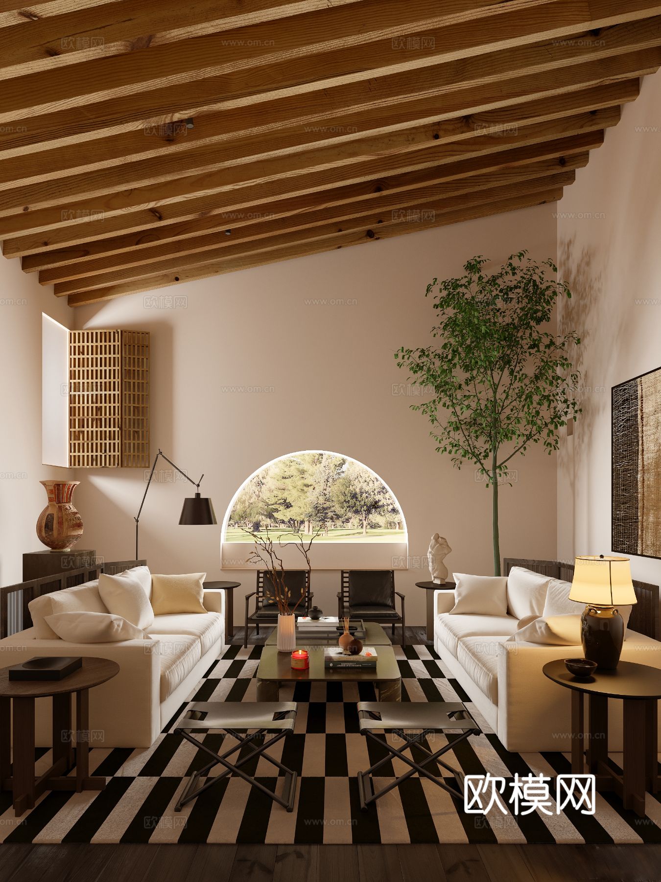 中古风客厅3d模型下载