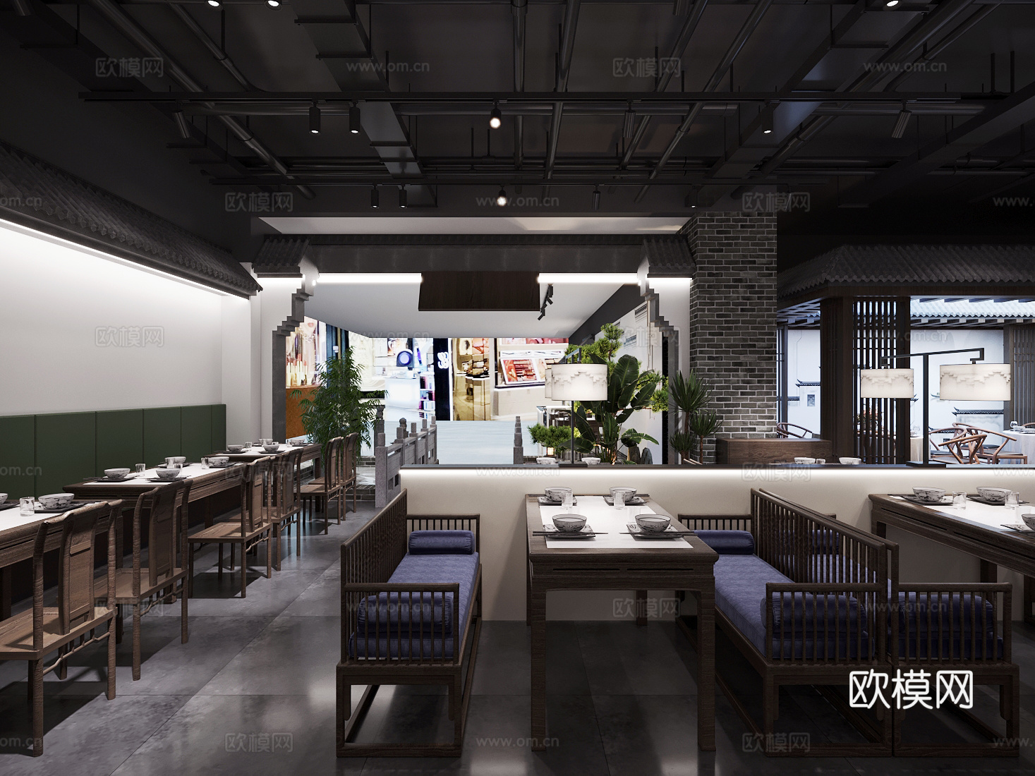 中餐厅 早茶店3d模型