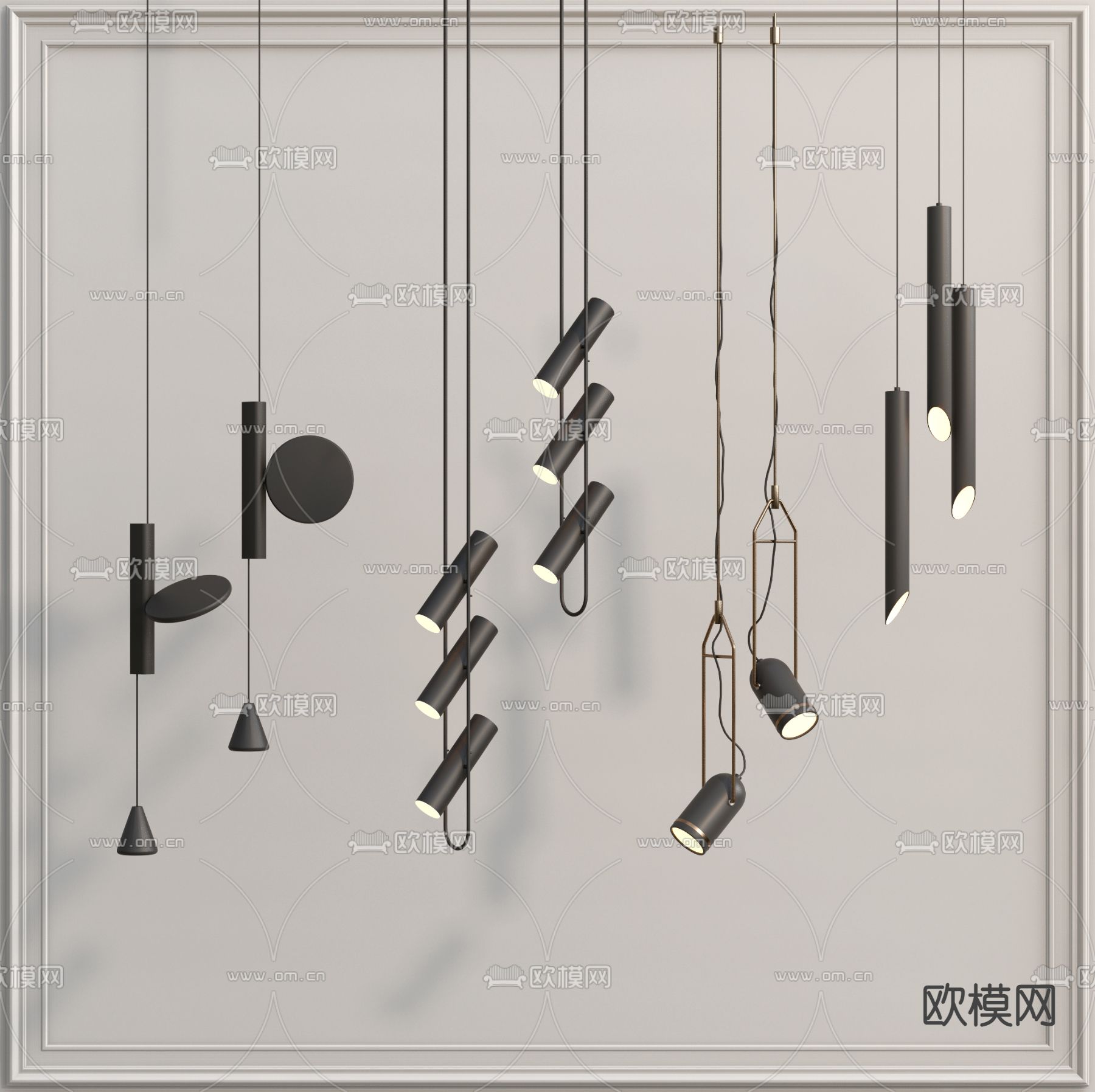 现代轻奢吊灯su模型