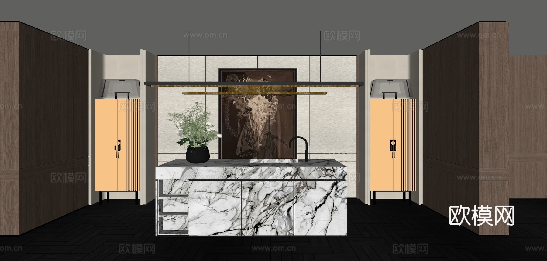 酒店前台 酒店接待台su模型下载（渲染图1）