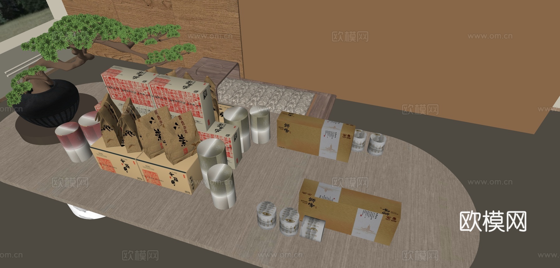 新中式茶叶罐 茶叶su模型下载（渲染图1）