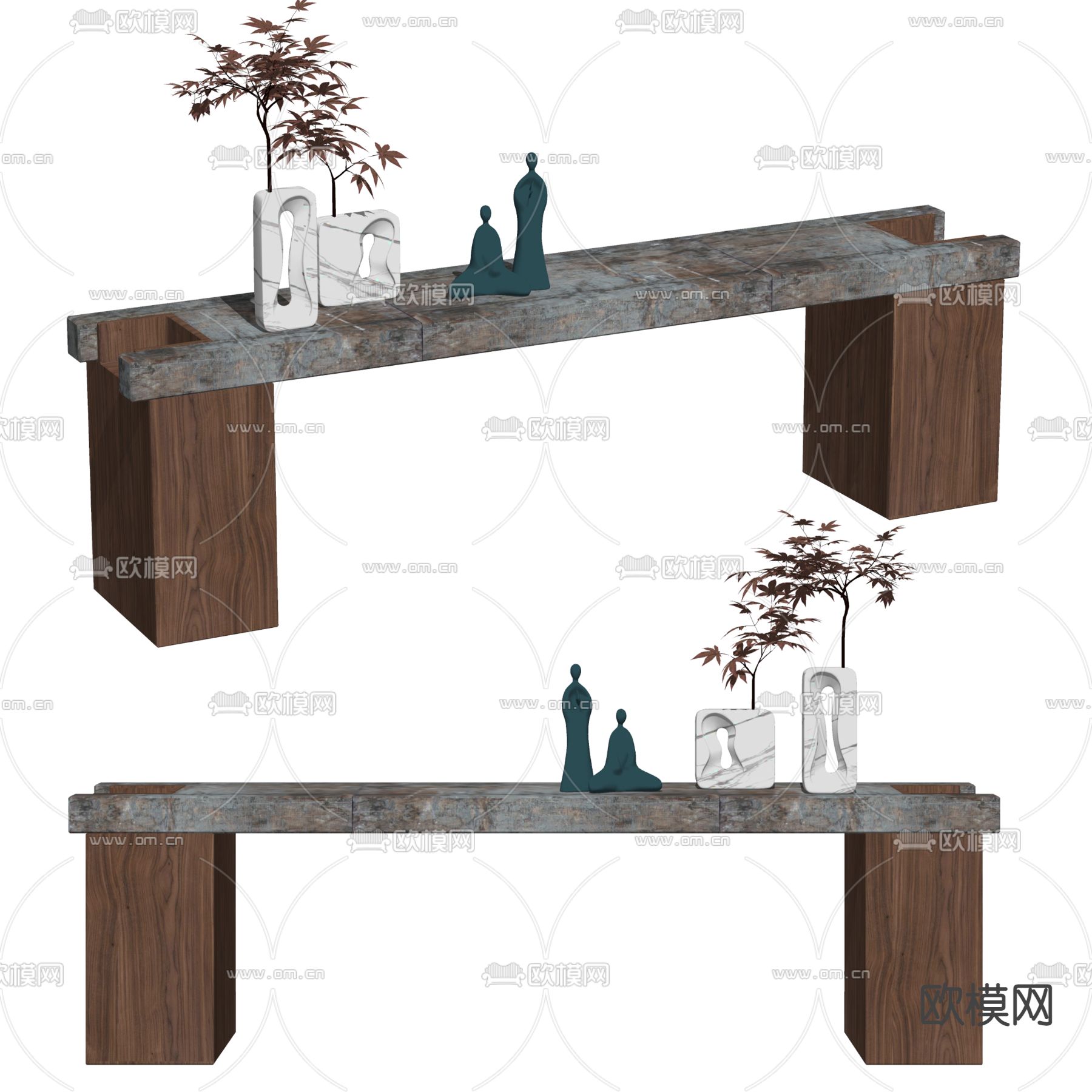 侘寂端景条案 端景台su模型