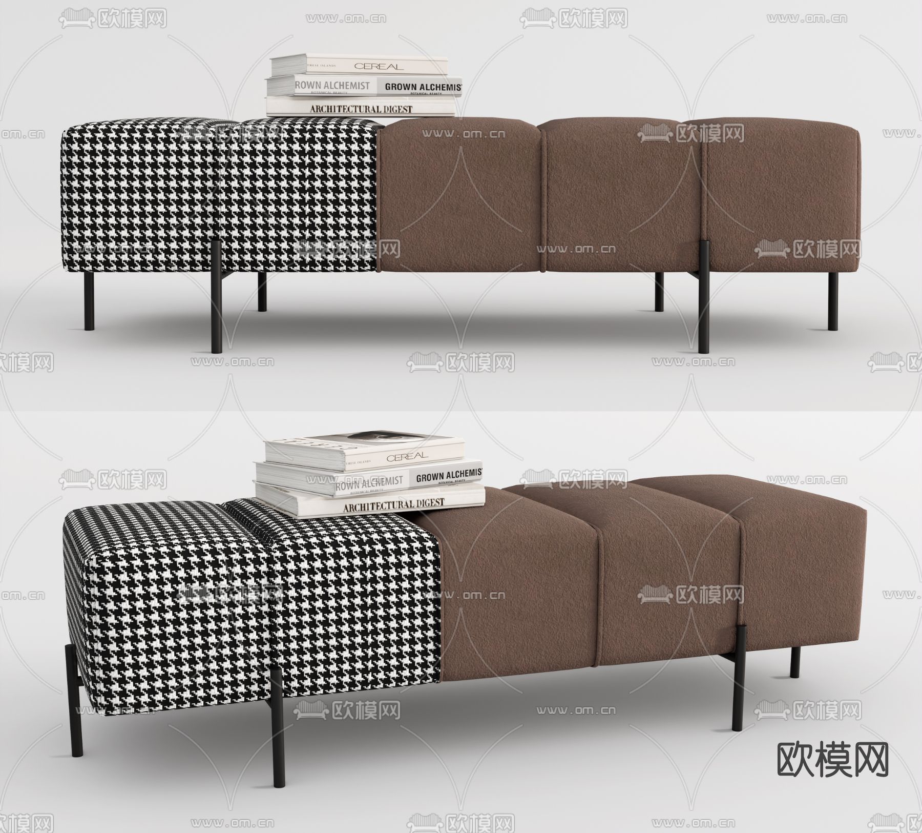 现代床尾凳脚踏su模型下载（渲染图1）