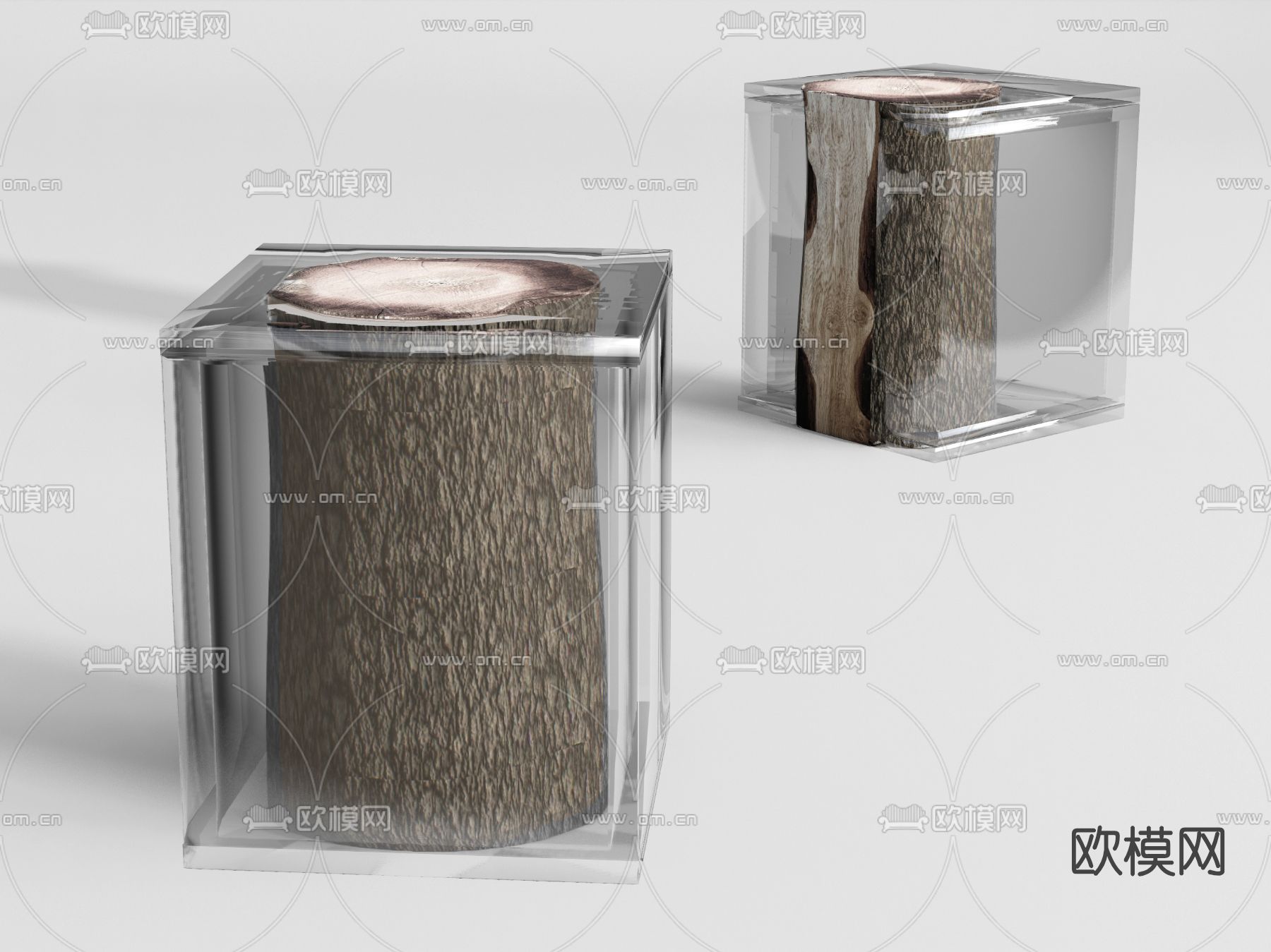 现代亚克力树桩凳子su模型下载（渲染图1）