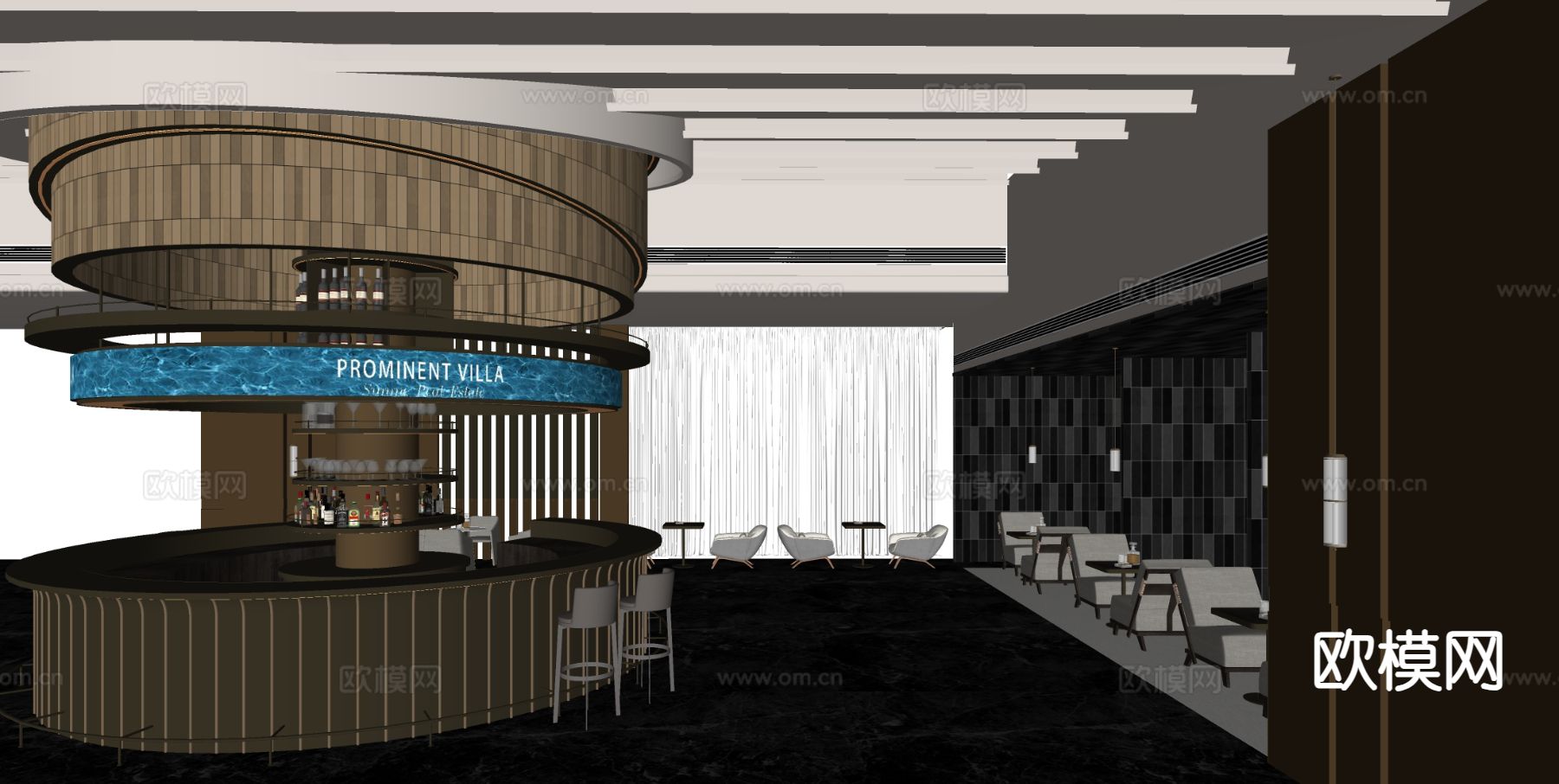 现代轻奢售楼部洽谈区su模型下载（渲染图1）