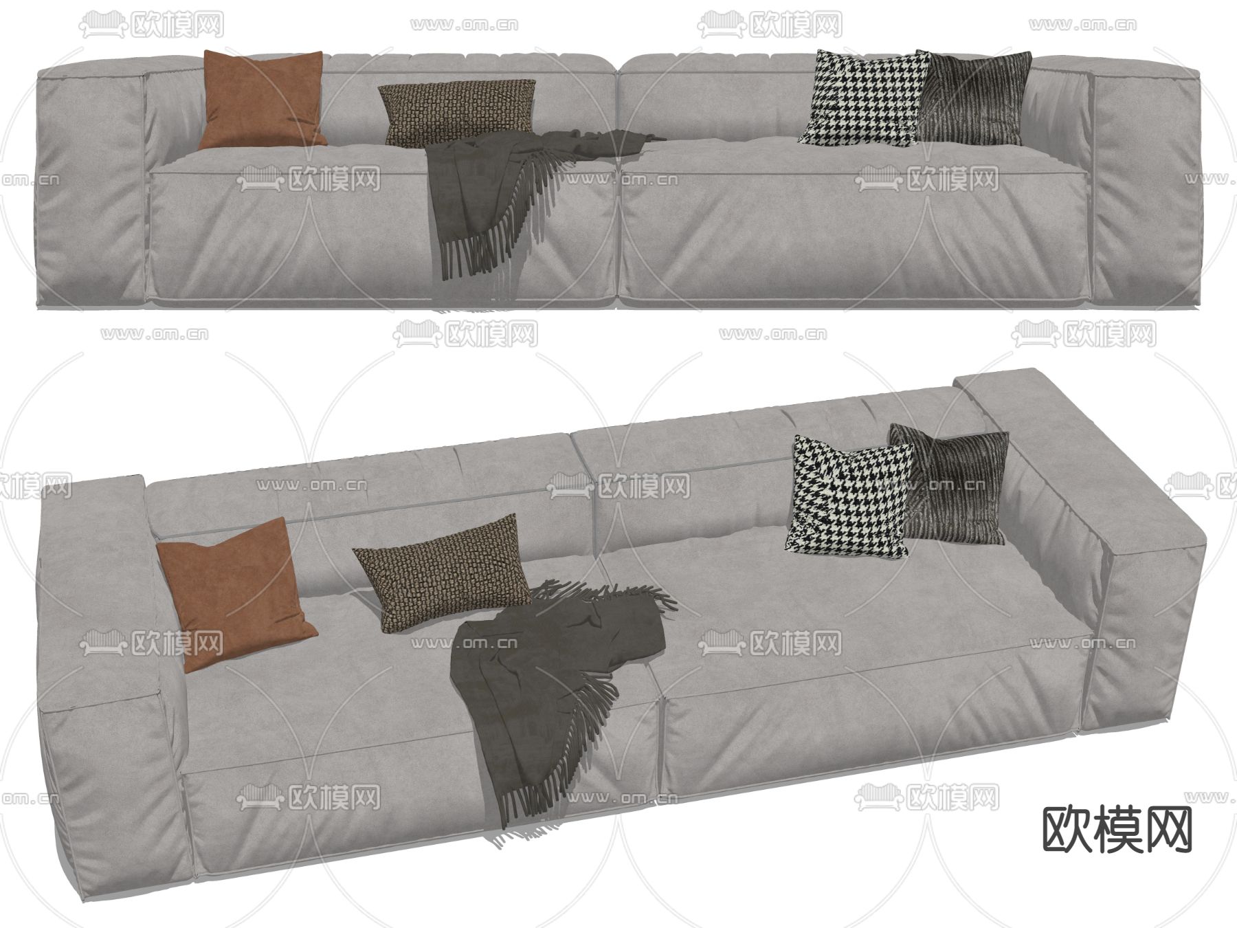 现代布艺双人沙发su模型