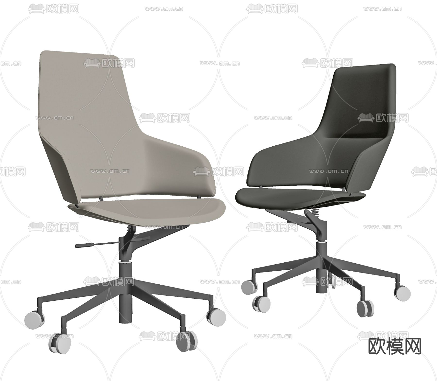 现代皮革办公椅su模型下载（渲染图2）