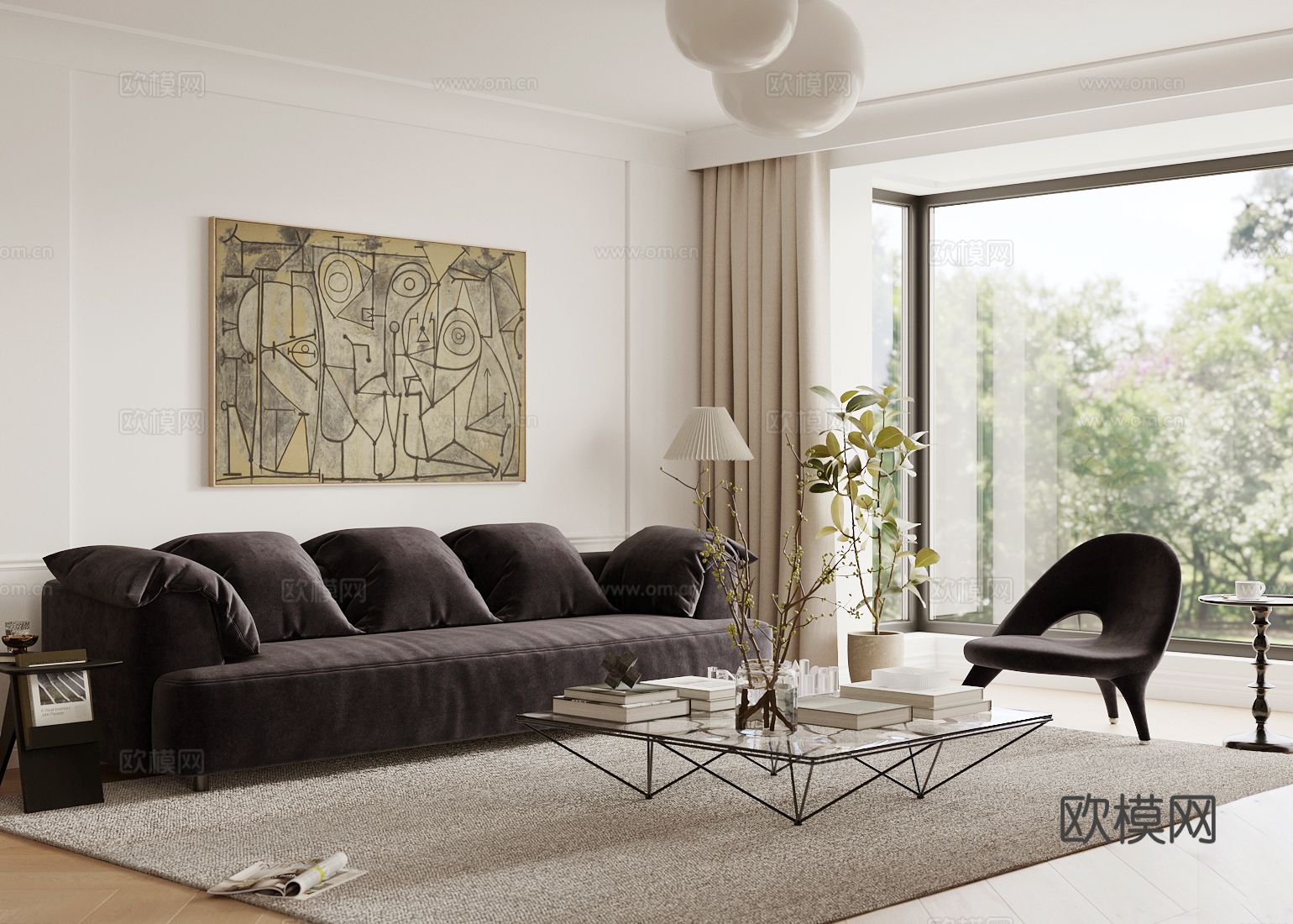 法式客厅3d模型下载（渲染图2）