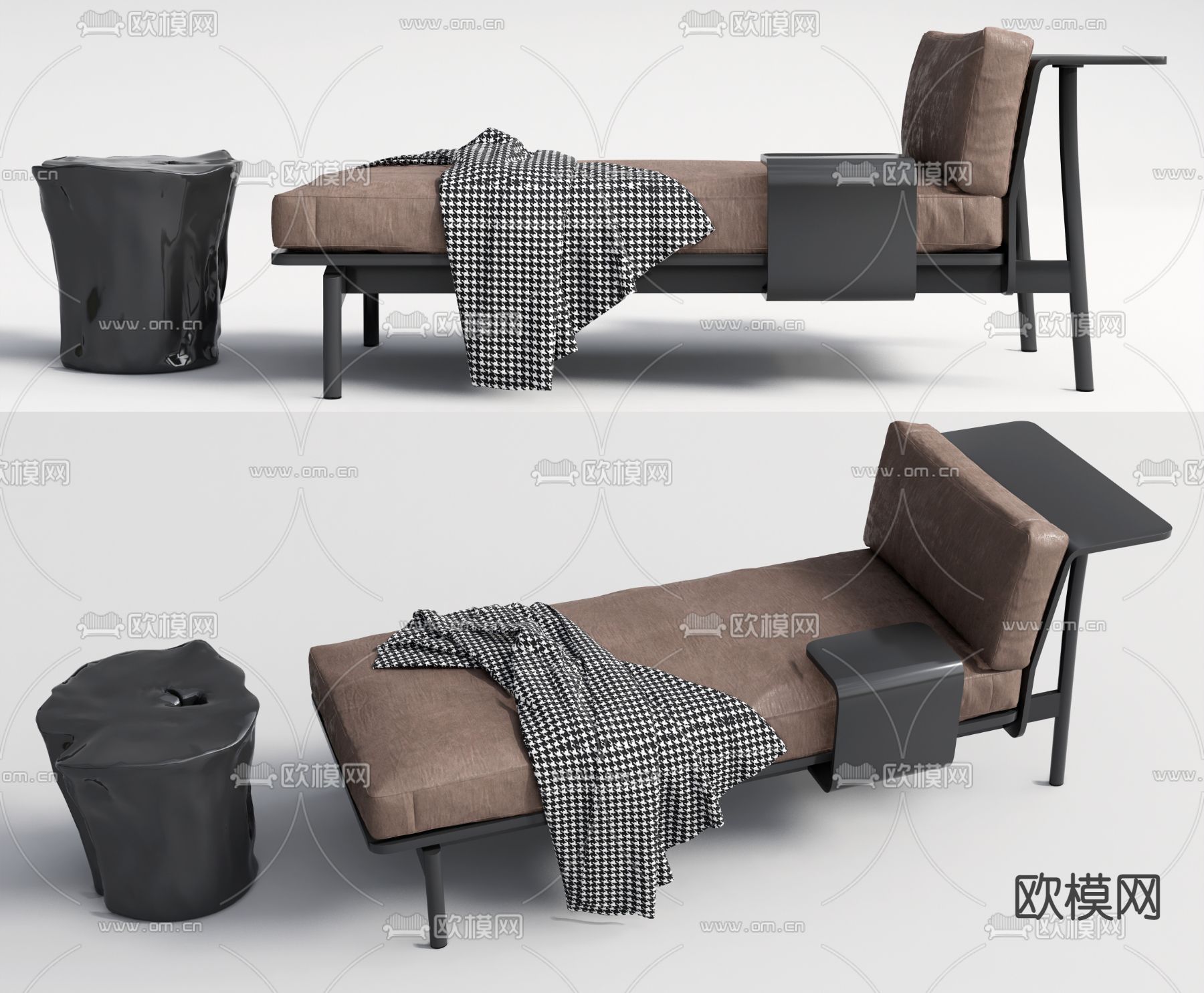 现代布艺贵妃椅su模型下载（渲染图1）