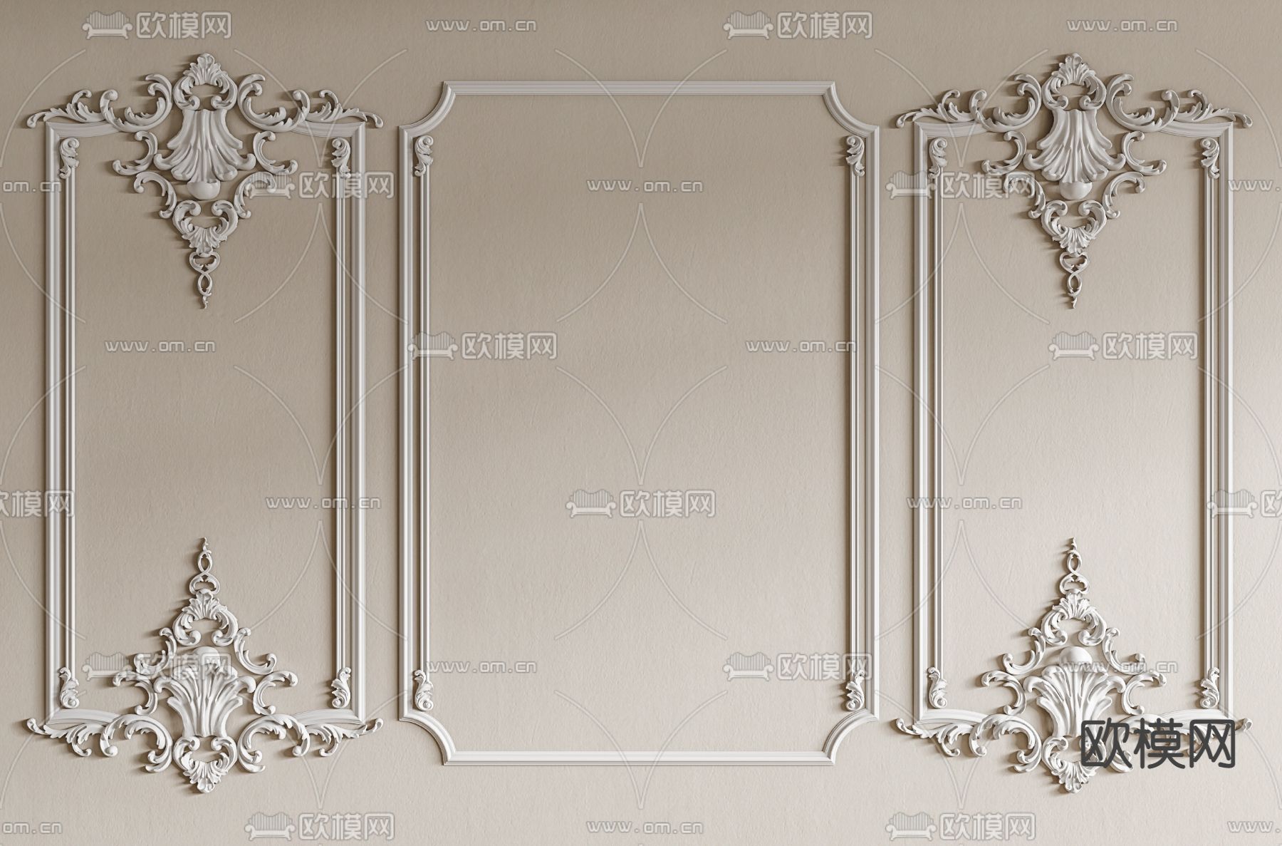 欧式雕花线条su模型下载（渲染图1）