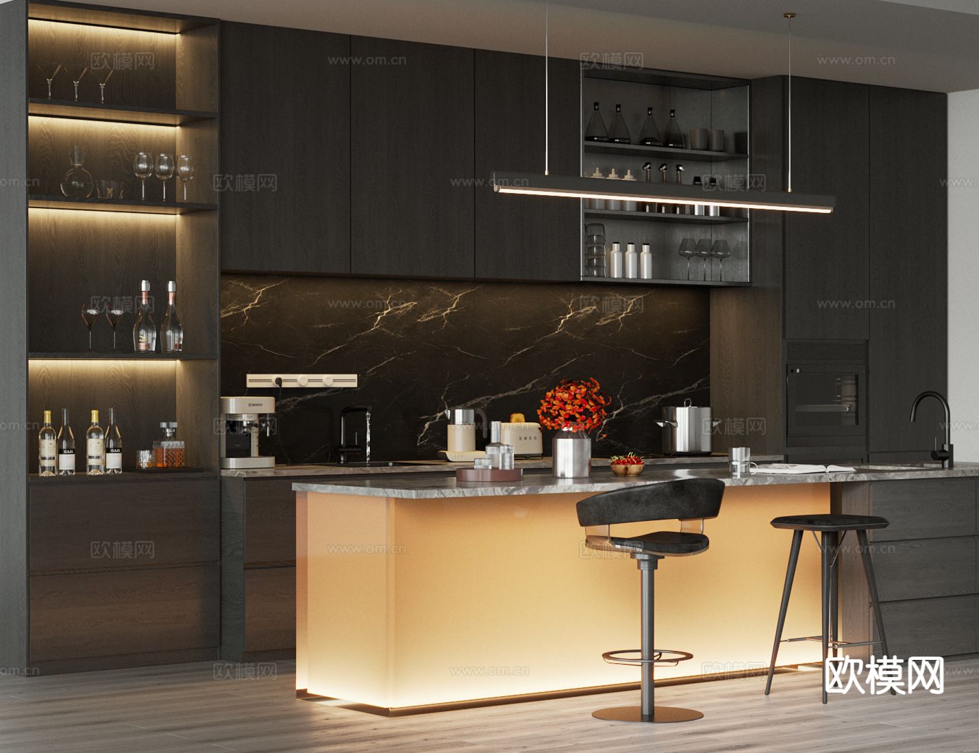 现代吧台 水吧台 酒吧台3d模型下载