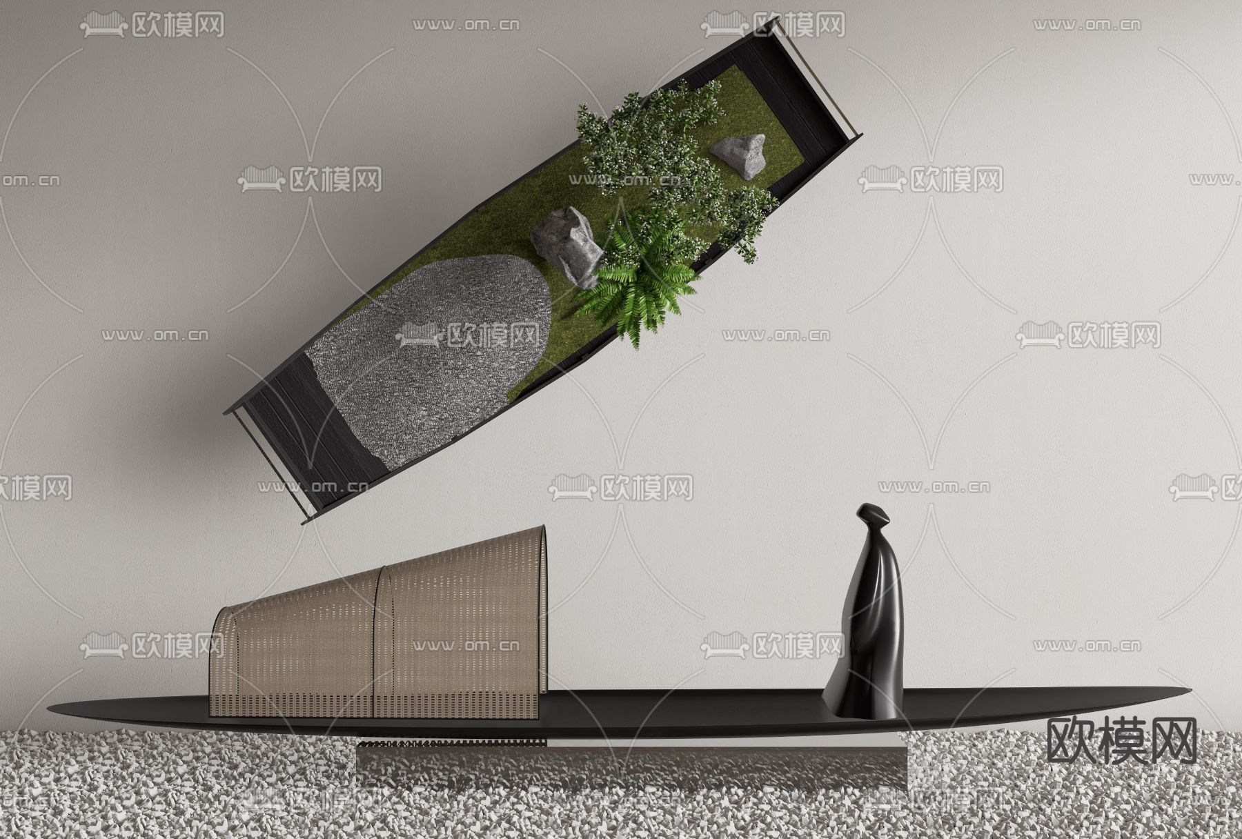 乌篷船雕塑 雕塑小品su模型